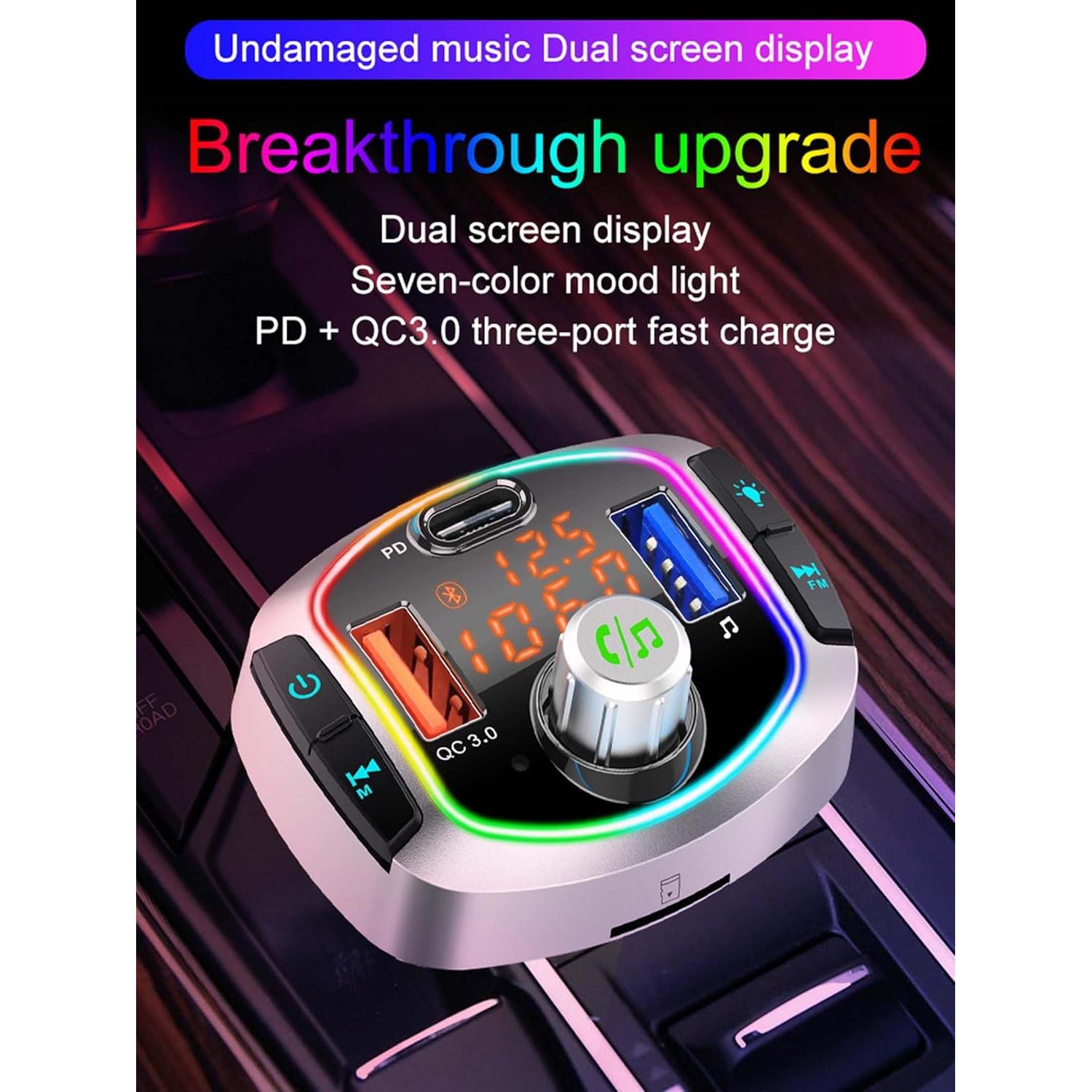 Transmisor FM Bluetooth ACECAR BC63 - Carga Rápida QC18W, PD30W