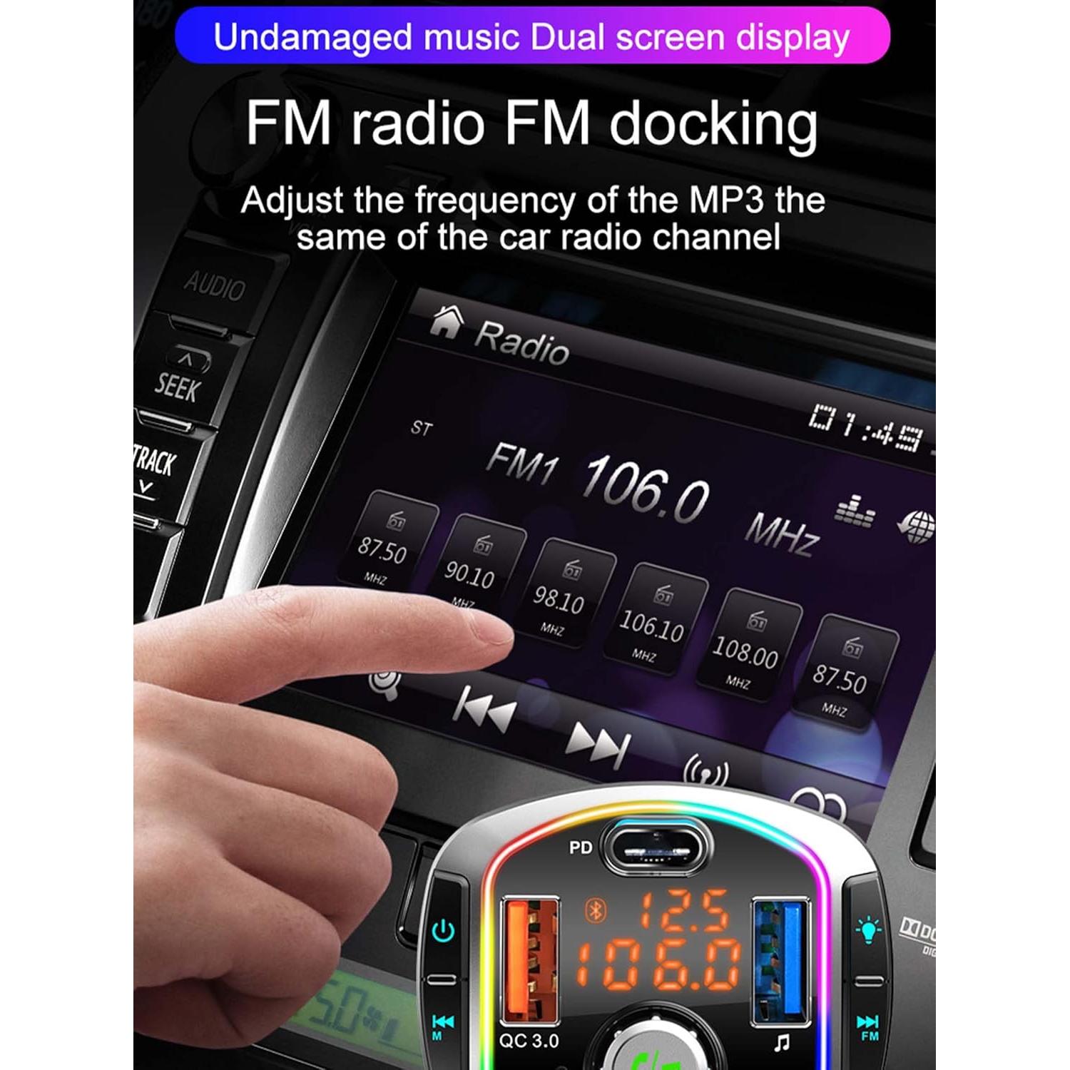 Transmisor FM Bluetooth ACECAR BC63 - Carga Rápida QC18W, PD30W