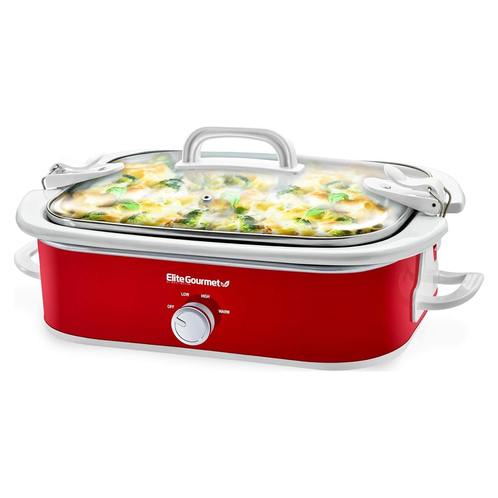Olla de Cocción Lenta Elite Gourmet MST-5240 3.3L Roja