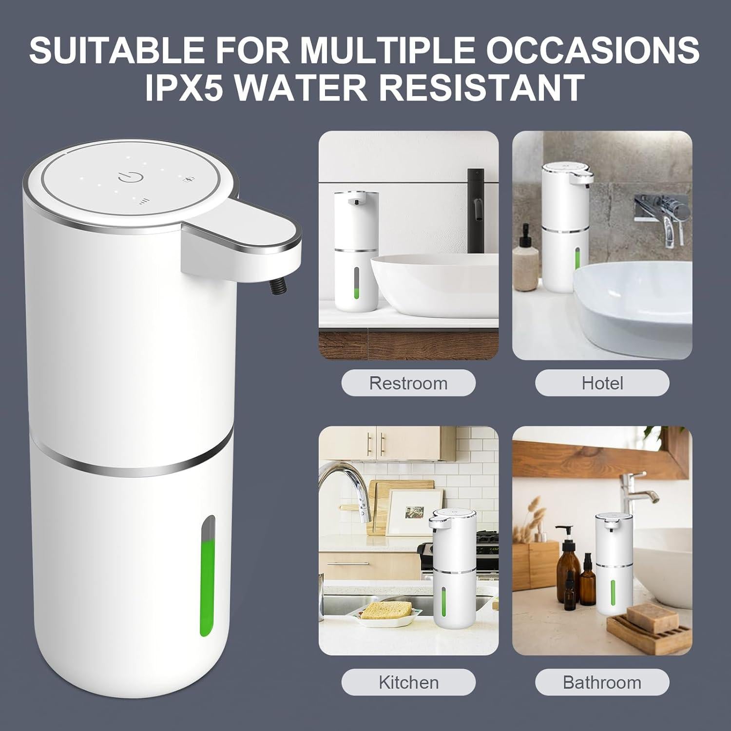 Dispensador Automático de Jabón Espumoso GuDoQi 380ml USB-C