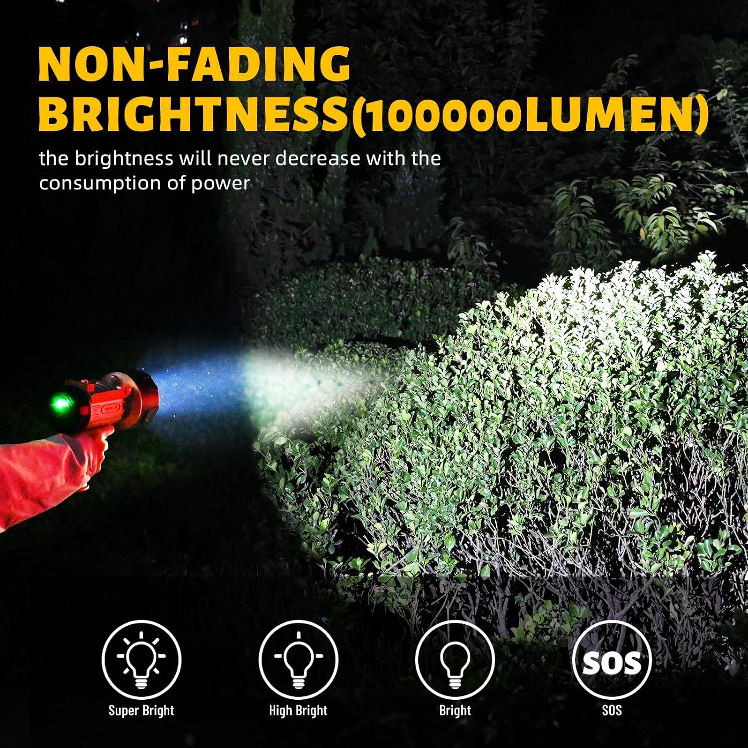 Linterna YIERBLUE 1000,000 Lúmenes Recargable IP67 4 Modos