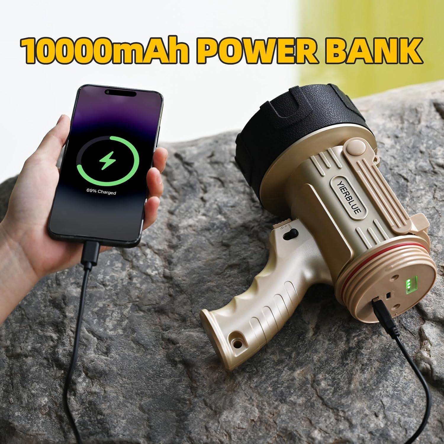 Linterna YIERBLUE 1000,000 Lúmenes Recargable IP67 4 Modos