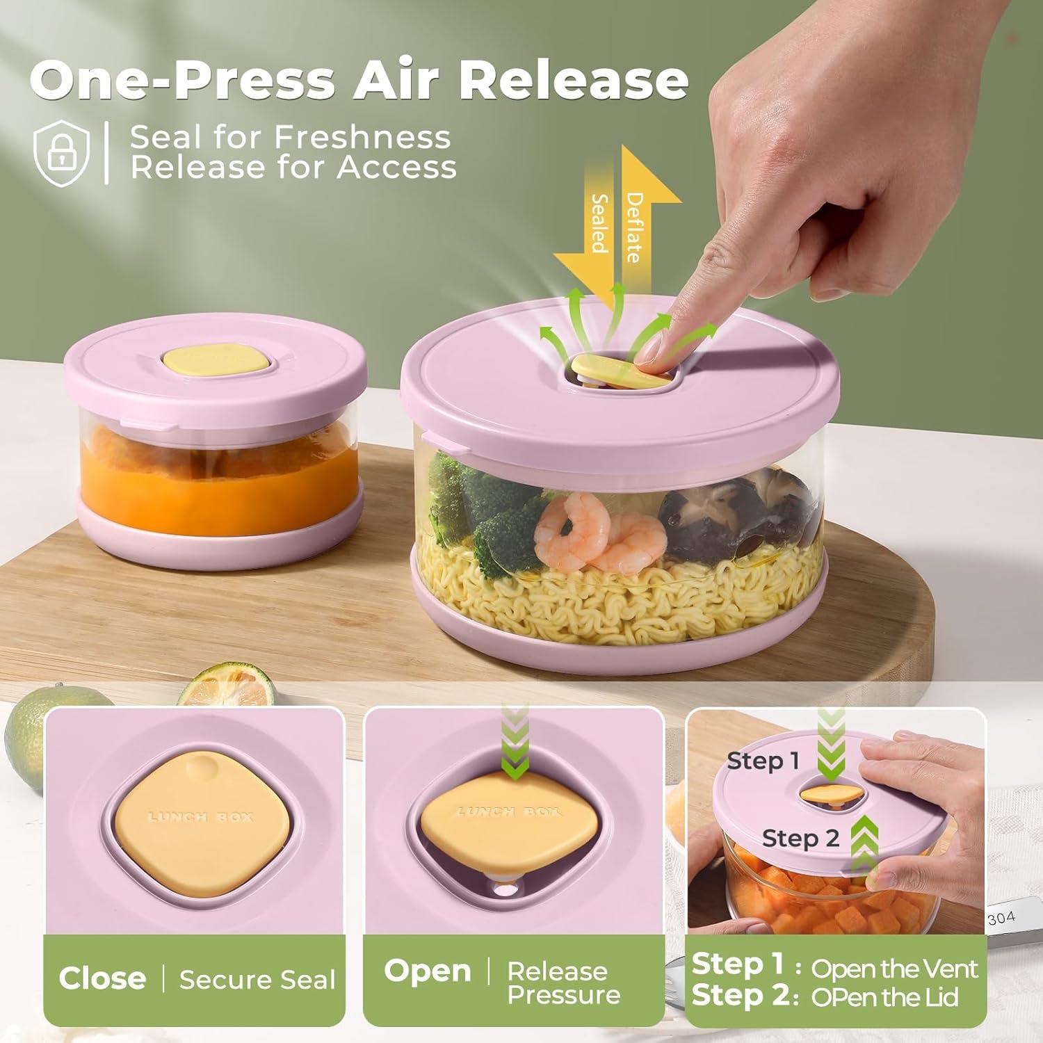 Contenedores de Almacenamiento de Vidrio SAYAPE 2 Paquete Rosa 1000ml 350ml