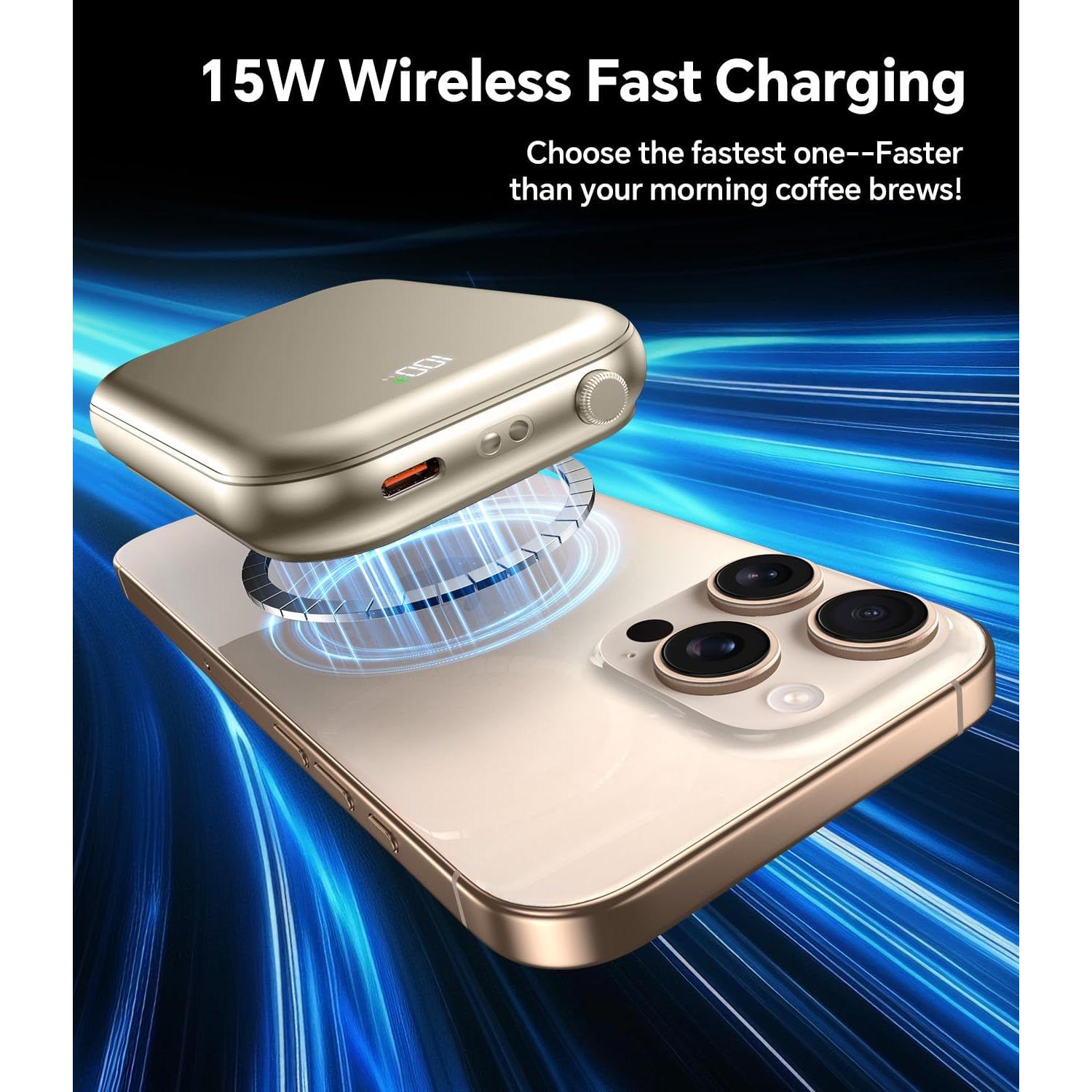 Batería Externa Magnética 10000mAh OZKKCT Carga Rápida USB-C