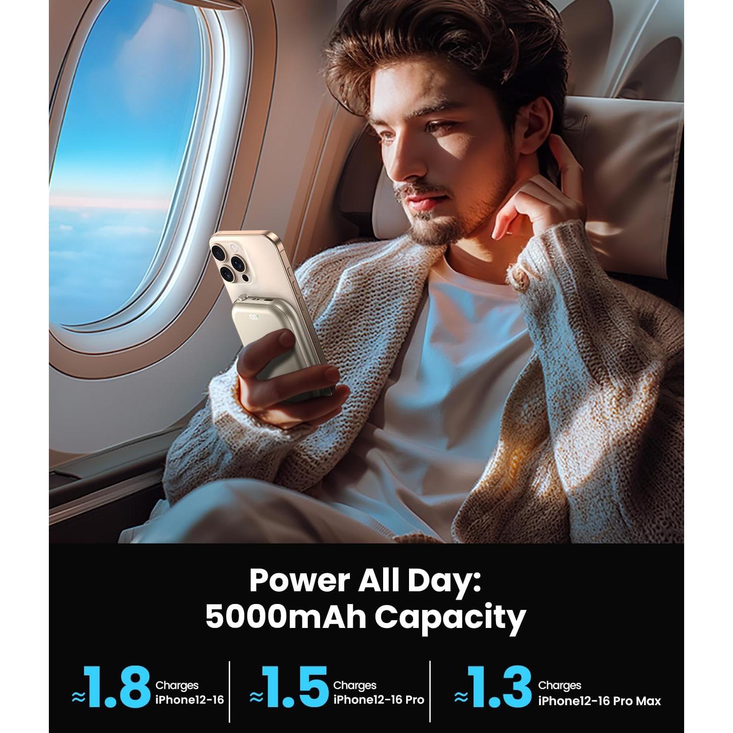 Batería Externa Magnética 10000mAh OZKKCT Carga Rápida USB-C