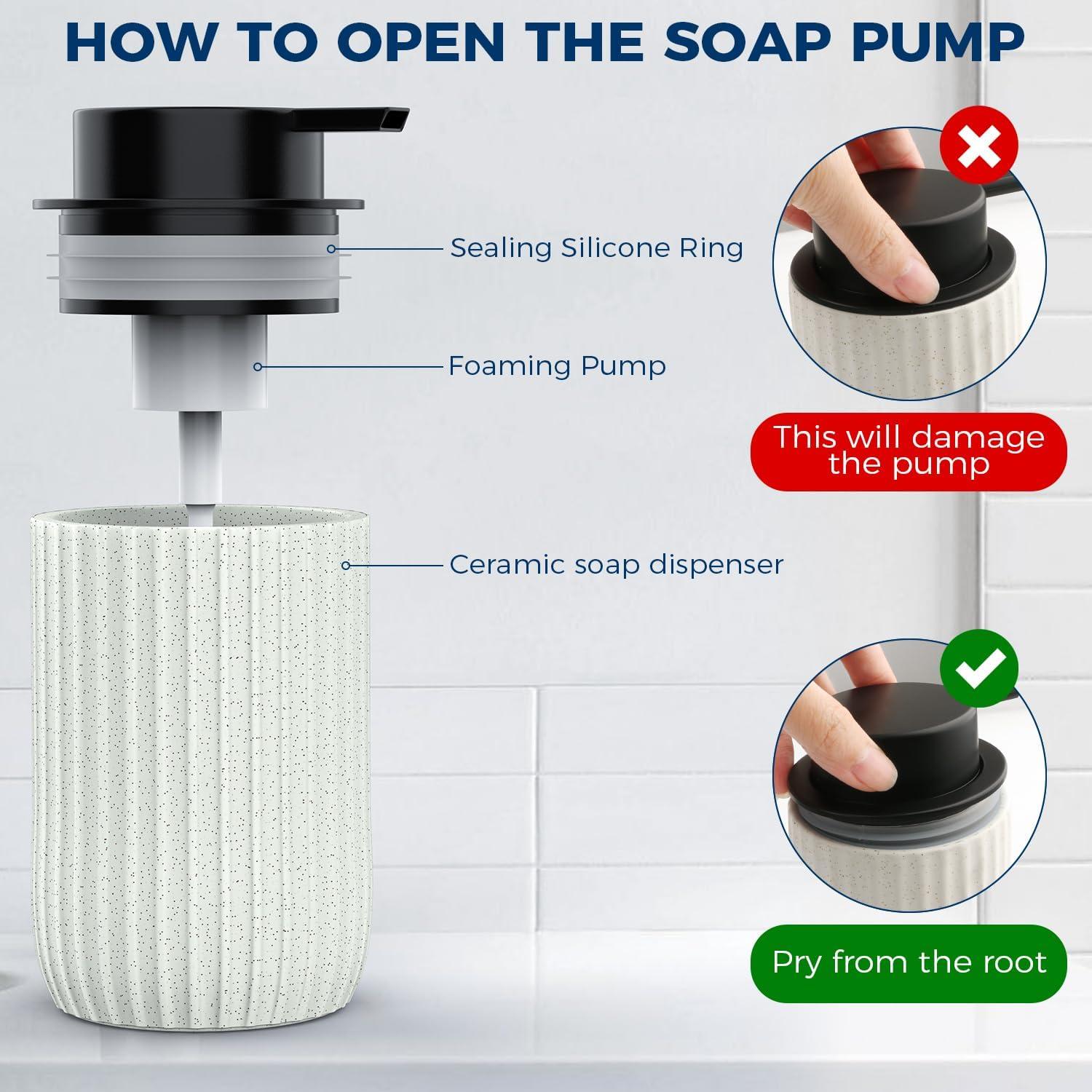 Dispensador de Jabón Espumoso Cerámico Beige 355 ml POSOSTO