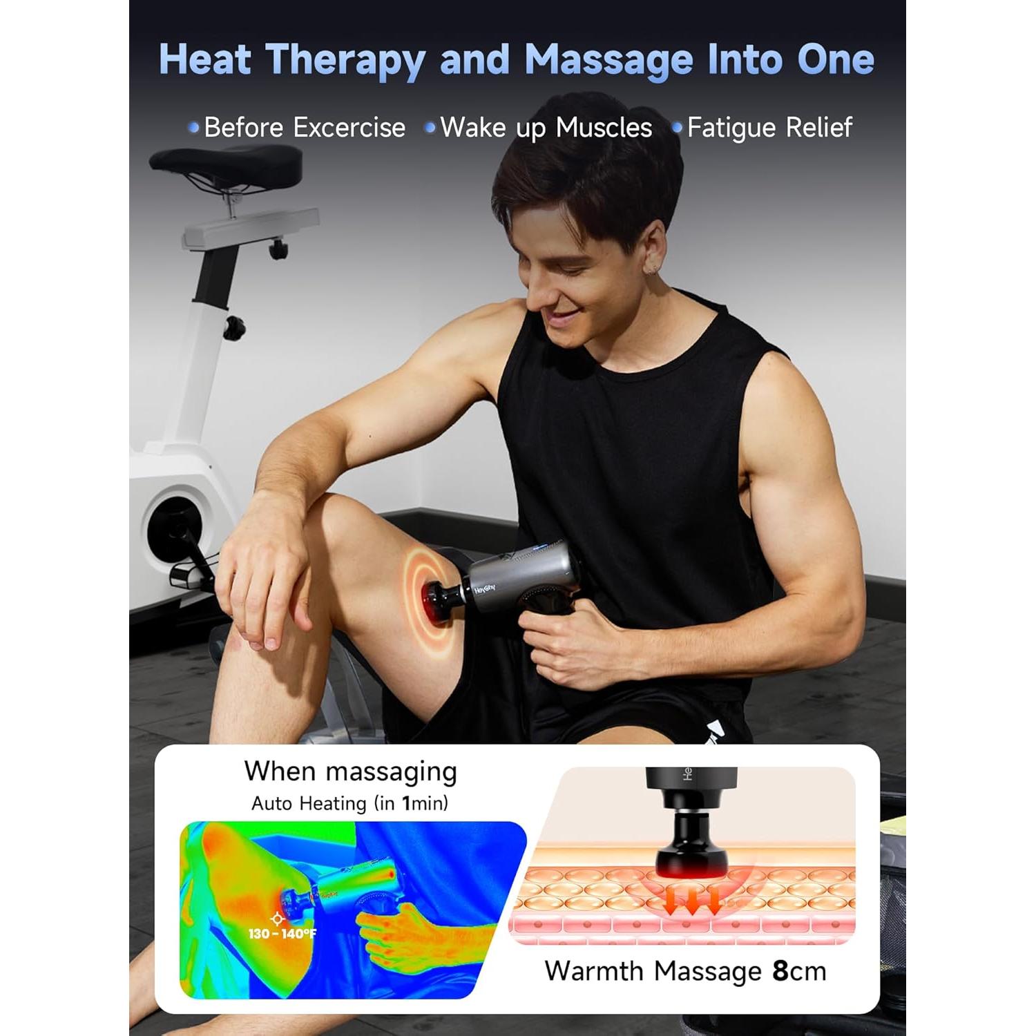 Pistola de Masaje HeyChy V2-H con Calor y 6 Accesorios