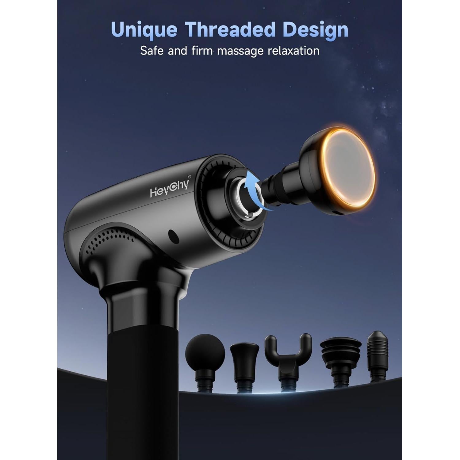 Pistola de Masaje HeyChy V2-H con Calor y 6 Accesorios