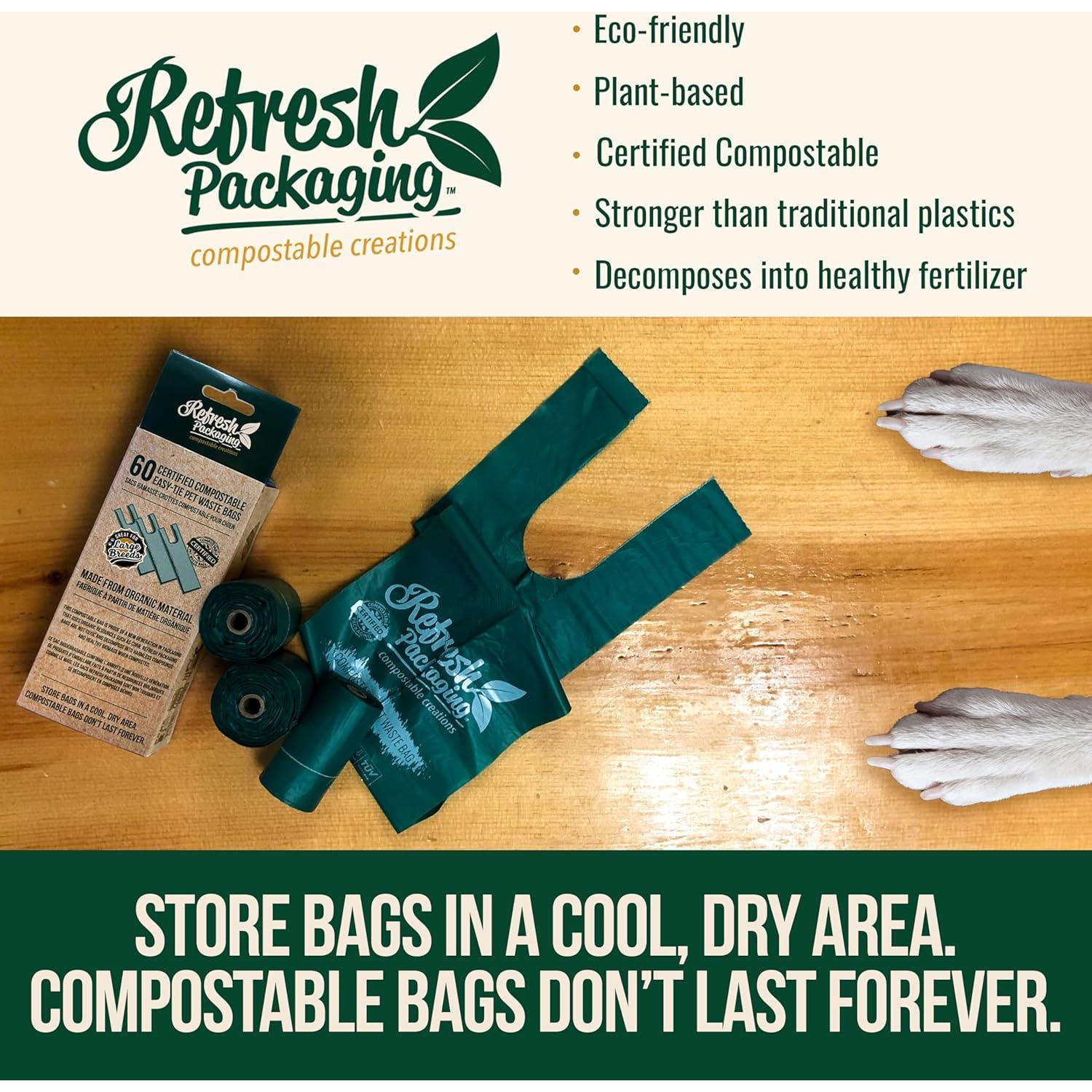 Bolsas Compostables para Excremento de Mascotas Refresh - 120 Unidades