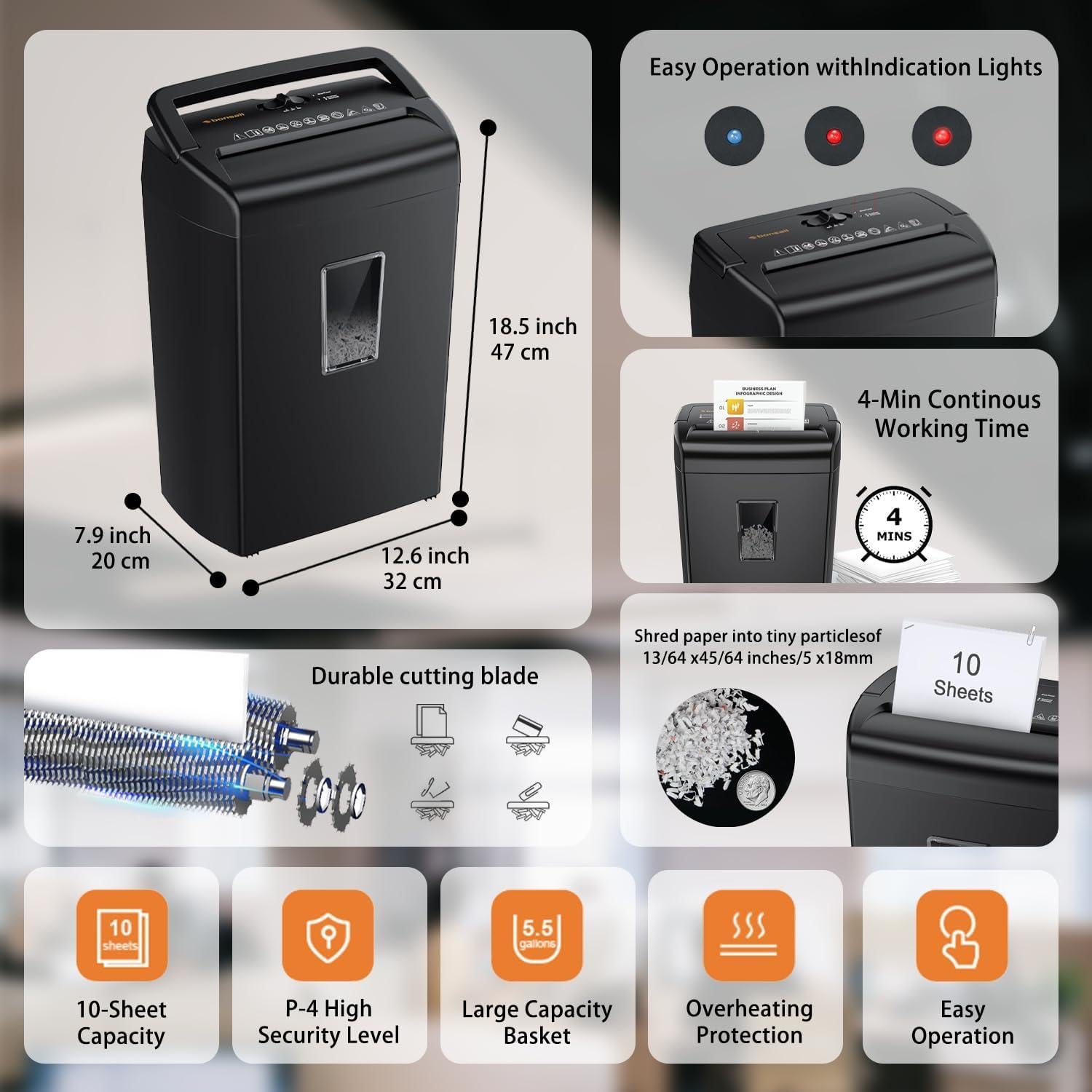 Trituradora de Papel Bonsaii C209-D Corte Cruzado 10 Hojas