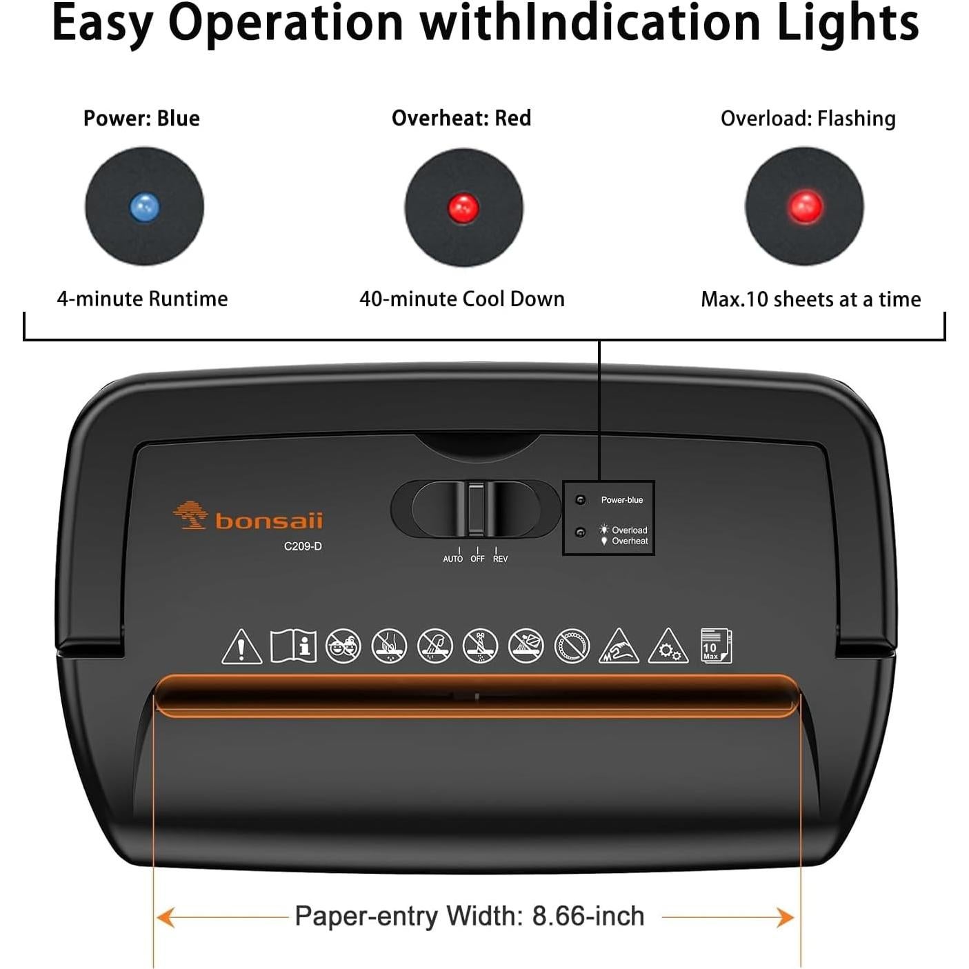Trituradora de Papel Bonsaii C209-D Corte Cruzado 10 Hojas