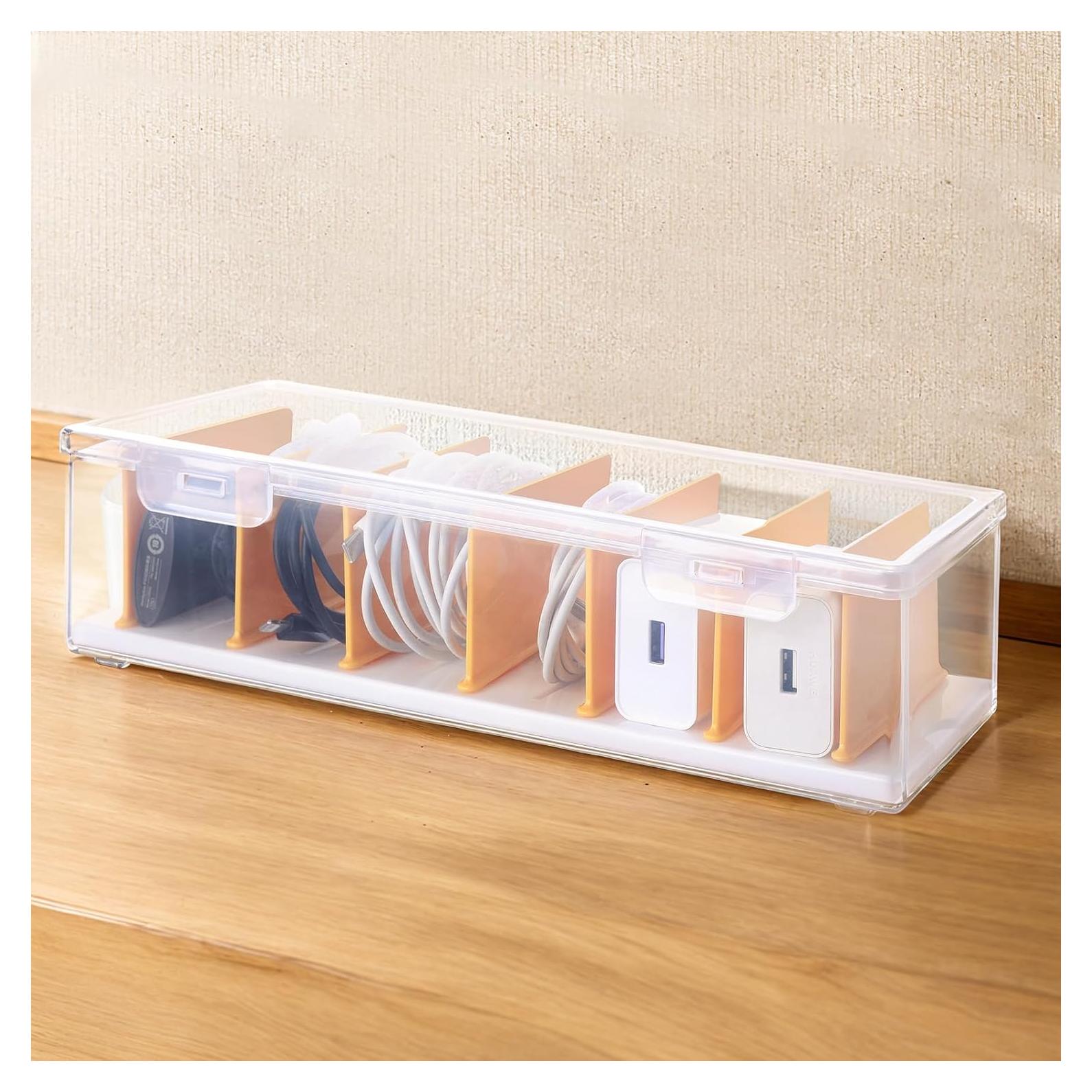 Caja Organizadora de Cables PAVSTINE Transparente 30x10x7 cm