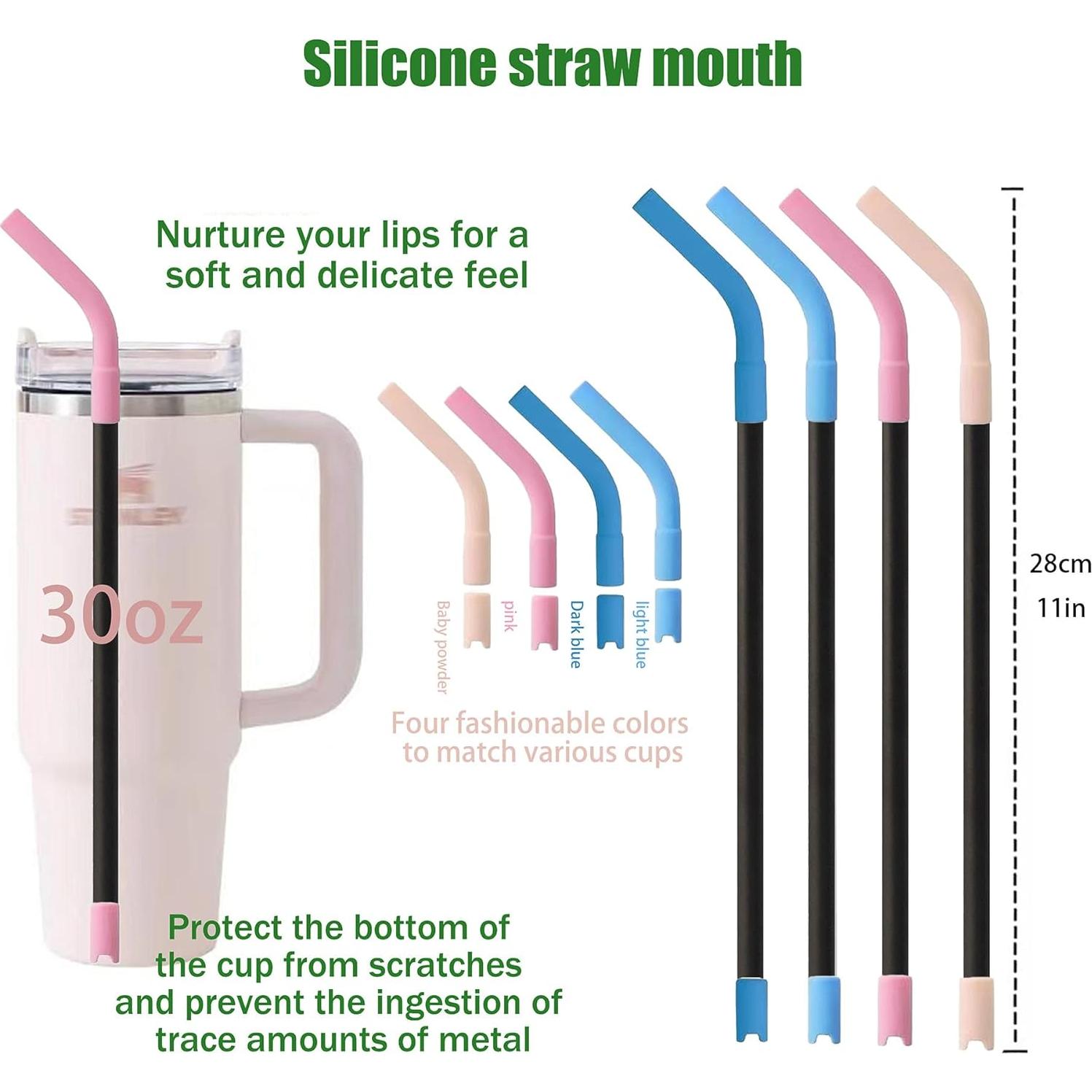 Popotes Reutilizables de Titanio WEQIE con Puntas de Silicona 4 Pzas