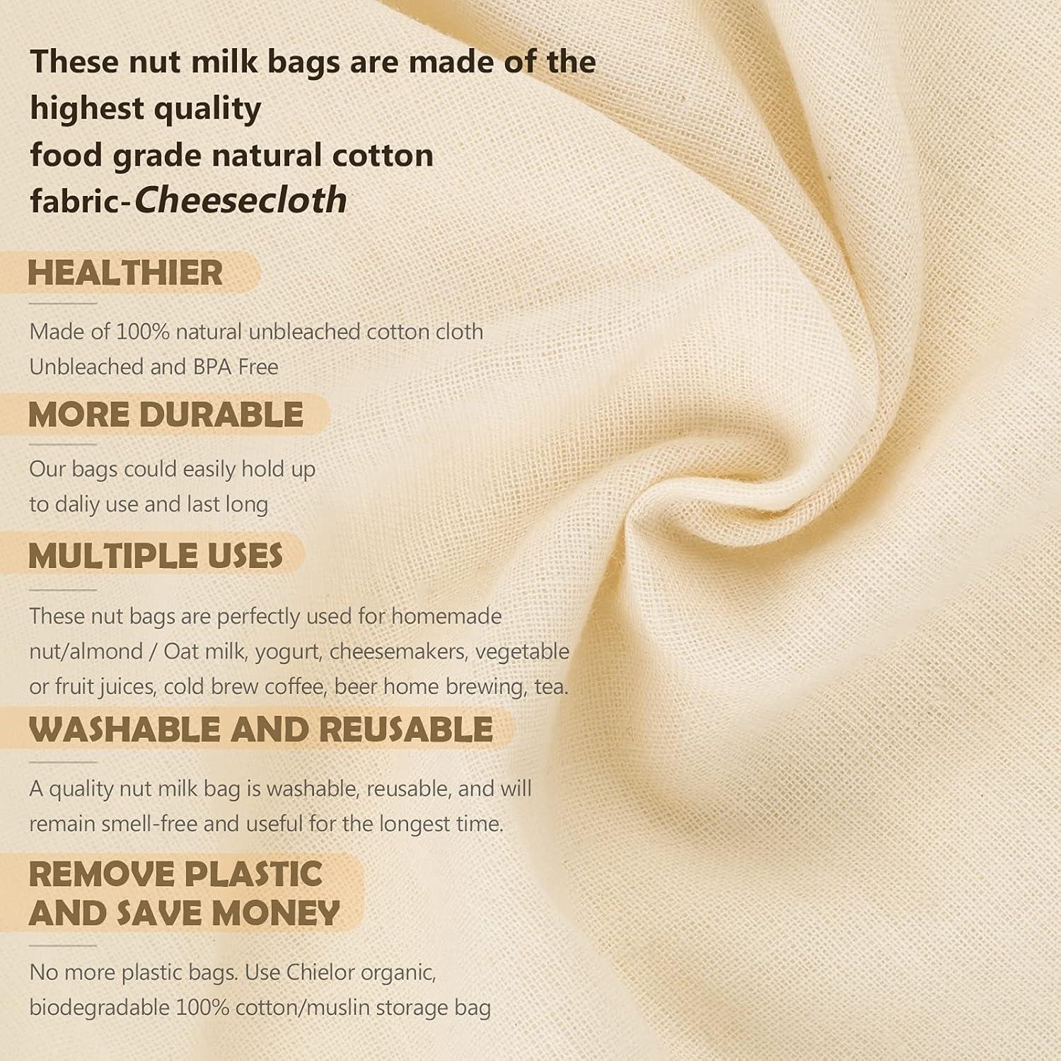 Paquete de 10 bolsas de leche de nuez Chielor 20x25 cm