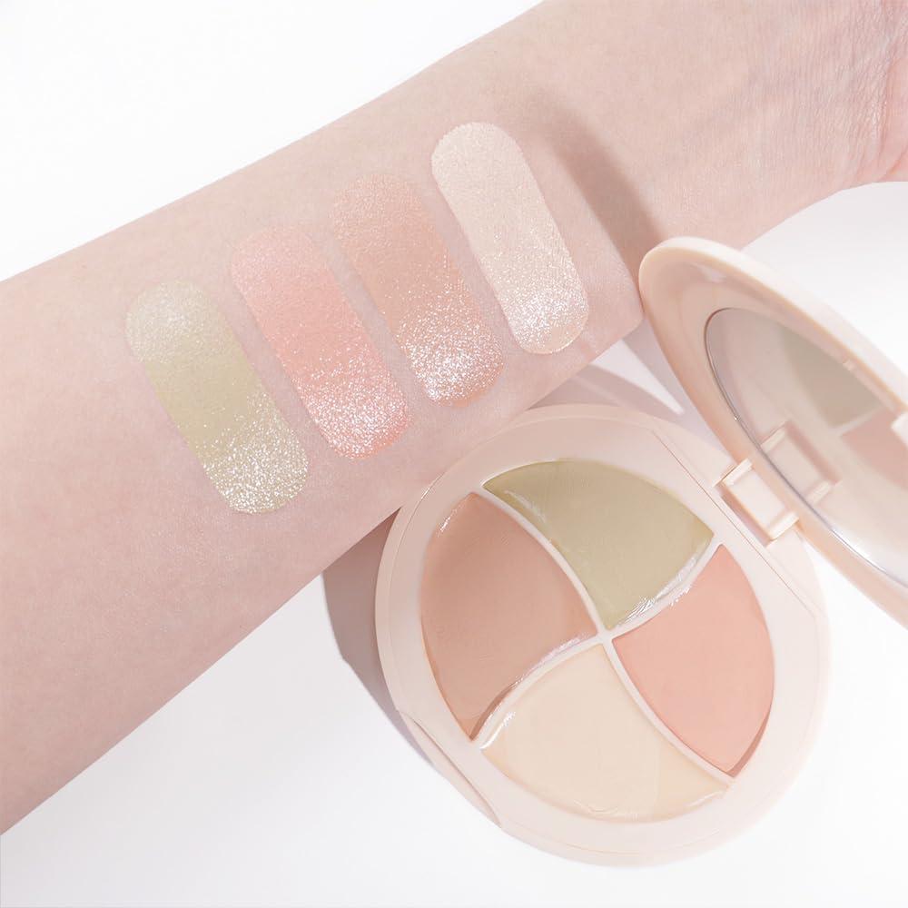 Kaely Concealer Full Coverage Set, 4 Nude Shades Color Correcting Concealer for Dark Circles, under Eye Brightene Foundation Contour Makeup Palette with Brush, corrector de ojeras, Cruelty-free