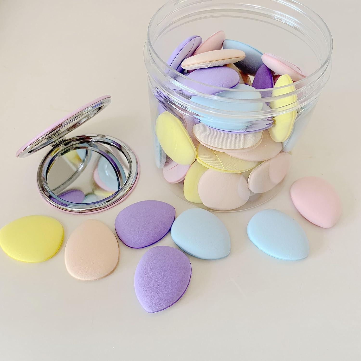 50 Esponjas de Maquillaje Urradia con Espejo - Puff de Polvo