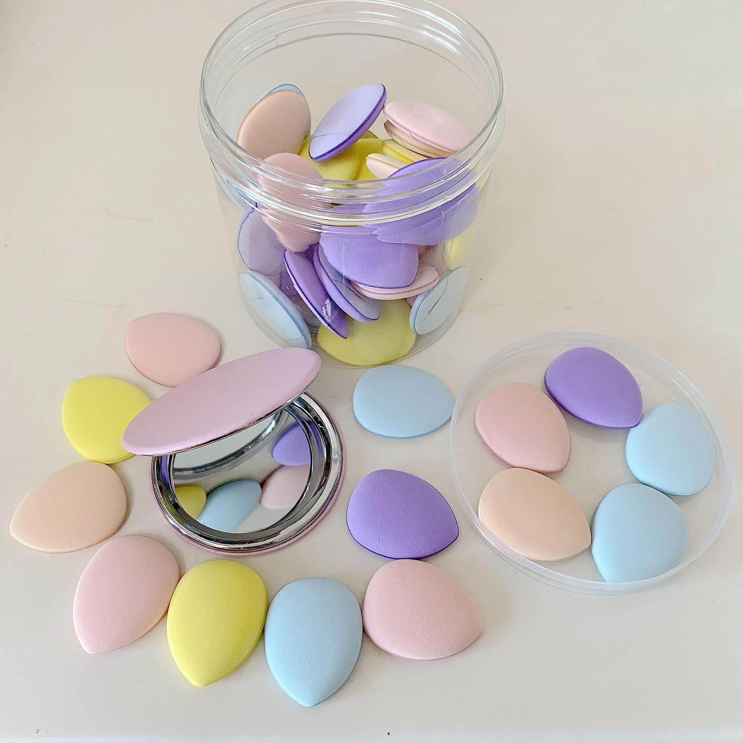 50 Esponjas de Maquillaje Urradia con Espejo - Puff de Polvo