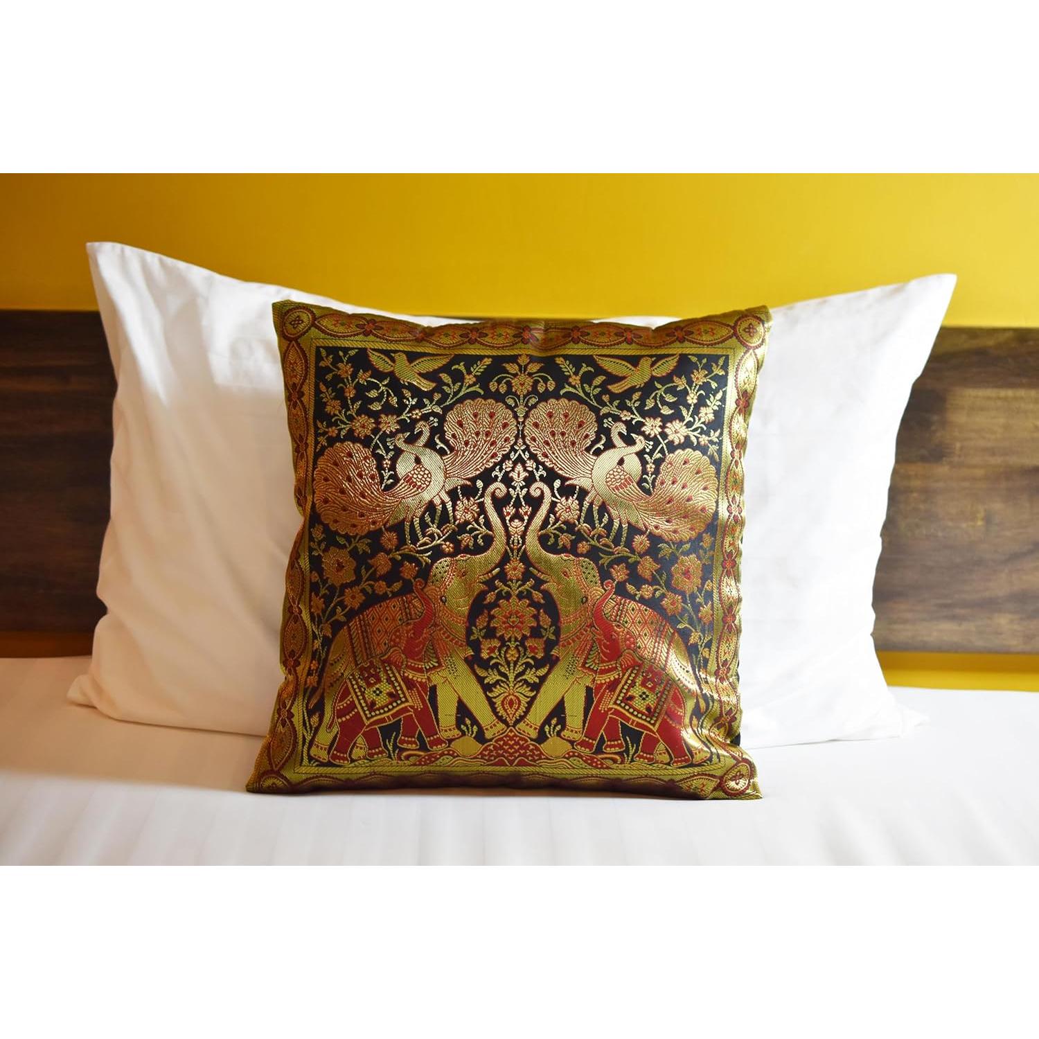 Funda de Cojín Decorativa Avarada 40x40 cm Elefante Pavo Real