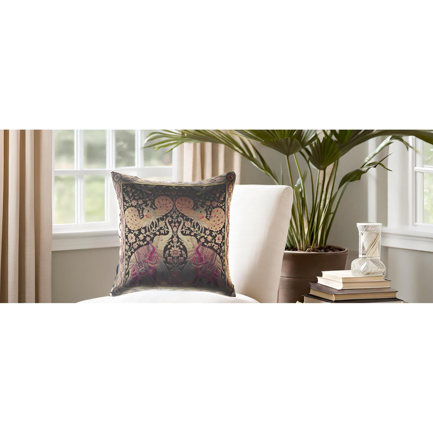 Funda de Cojín Decorativa Avarada 40x40 cm Elefante Pavo Real