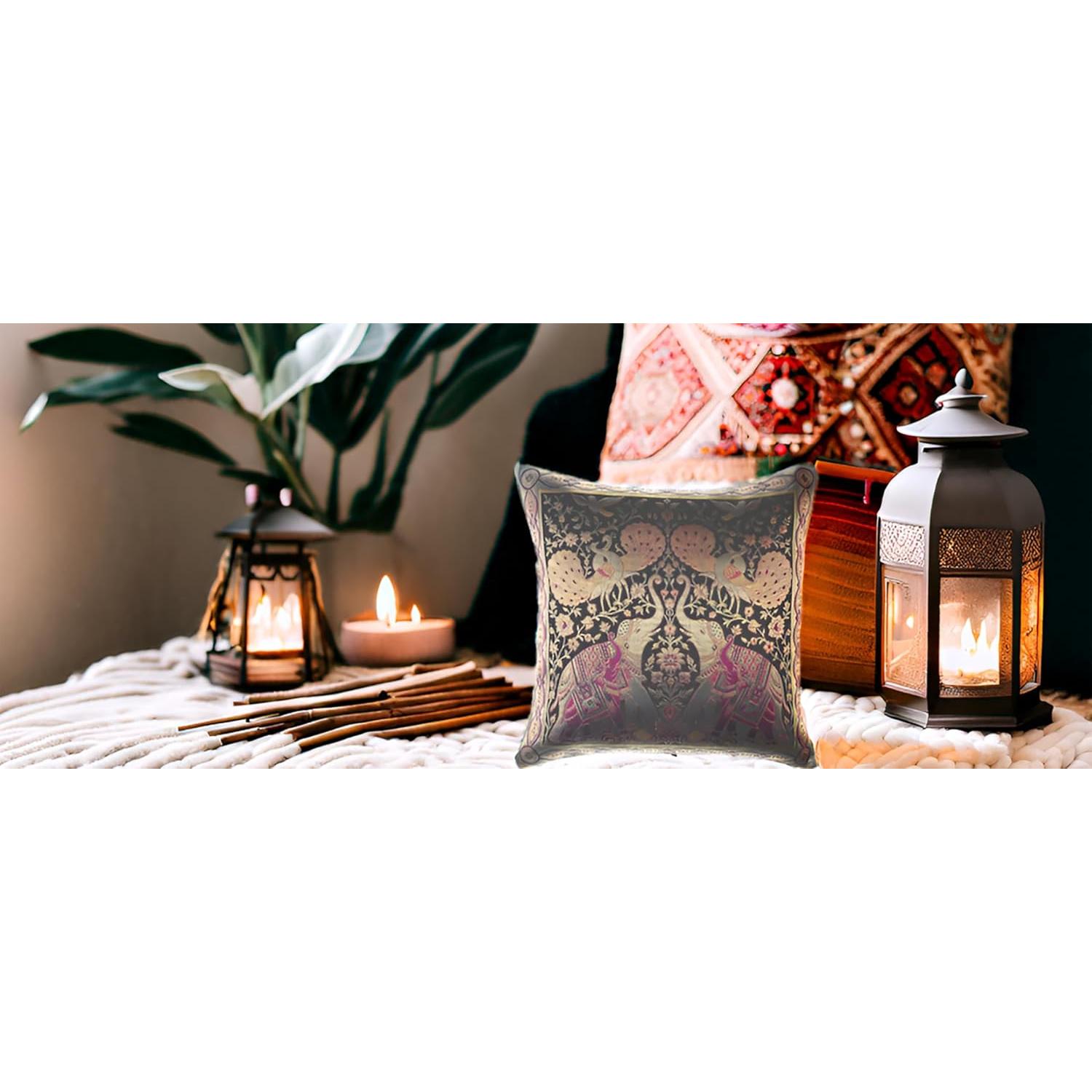 Funda de Cojín Decorativa Avarada 40x40 cm Elefante Pavo Real