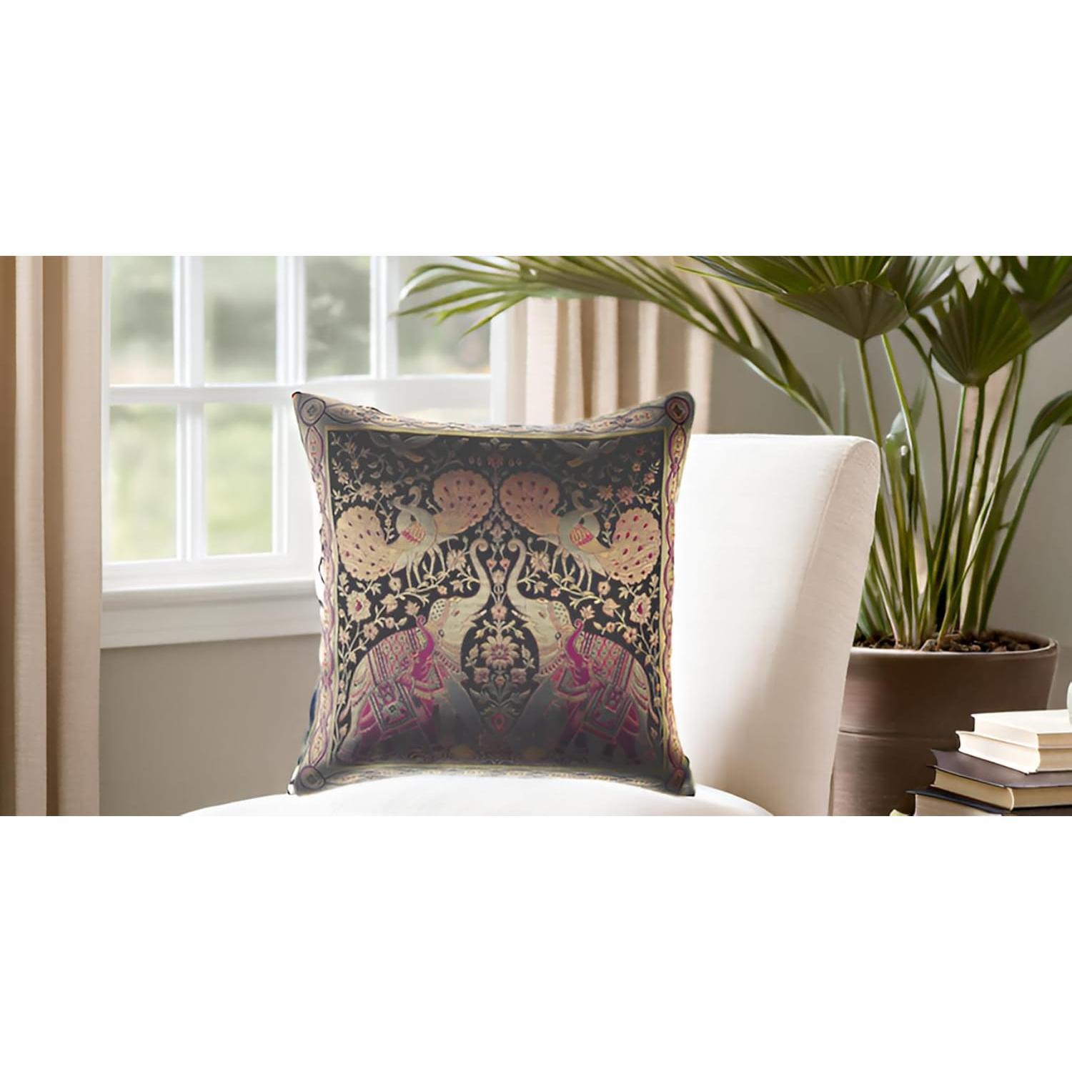 Funda de Cojín Decorativa Avarada 40x40 cm Elefante Pavo Real