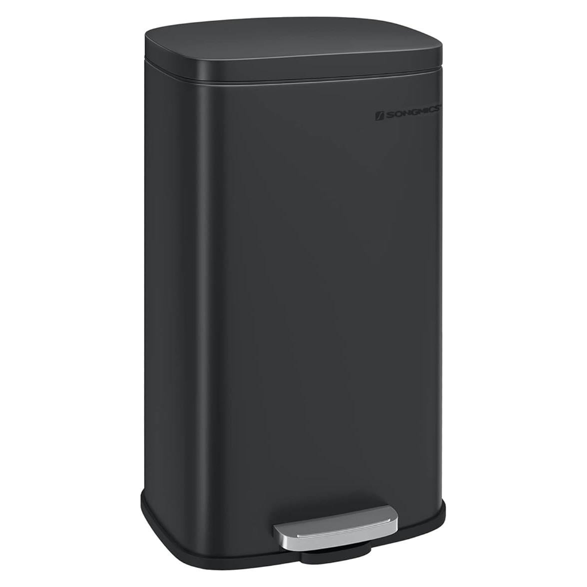 Cubo de Basura SONGMICS 30L Acero Inoxidable Negro con Pedal