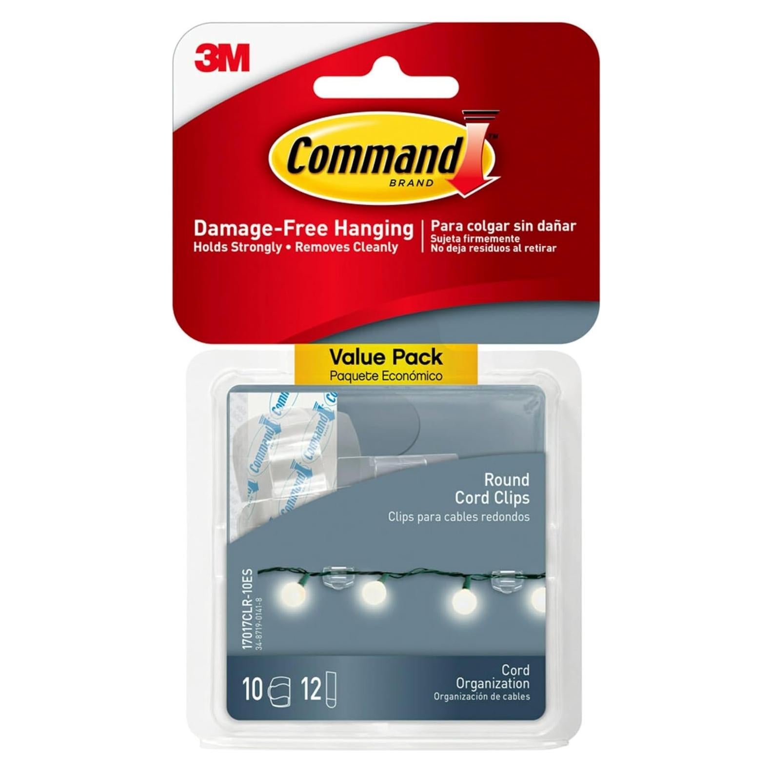 Clips de Cuerda Command Transparentes - 10 Organizadores de Cable