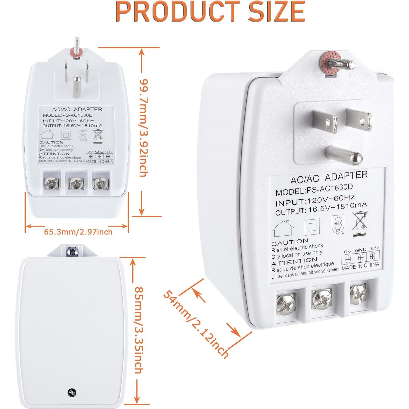 Transformador Enchufable 16.5V 1810mA JAMHER para Timbres y Termostatos