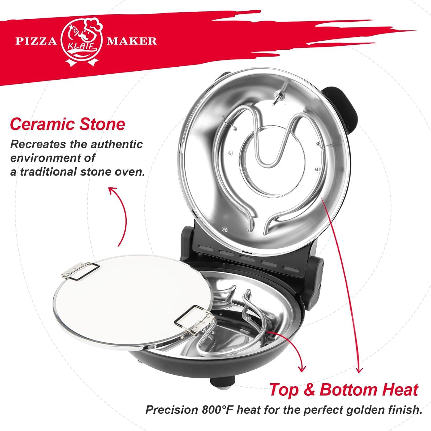 Horno de Pizza Eléctrico KLAIF LMR 12" con Piedra Cerámica