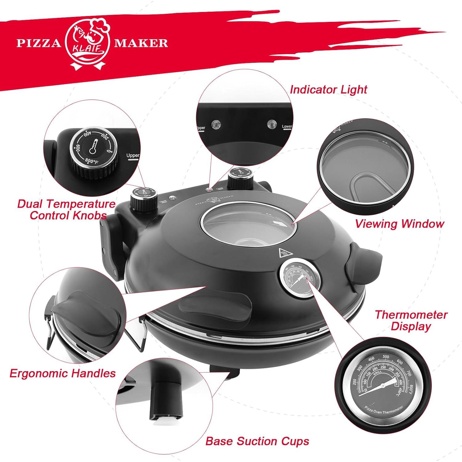 Horno de Pizza Eléctrico KLAIF LMR 12" con Piedra Cerámica