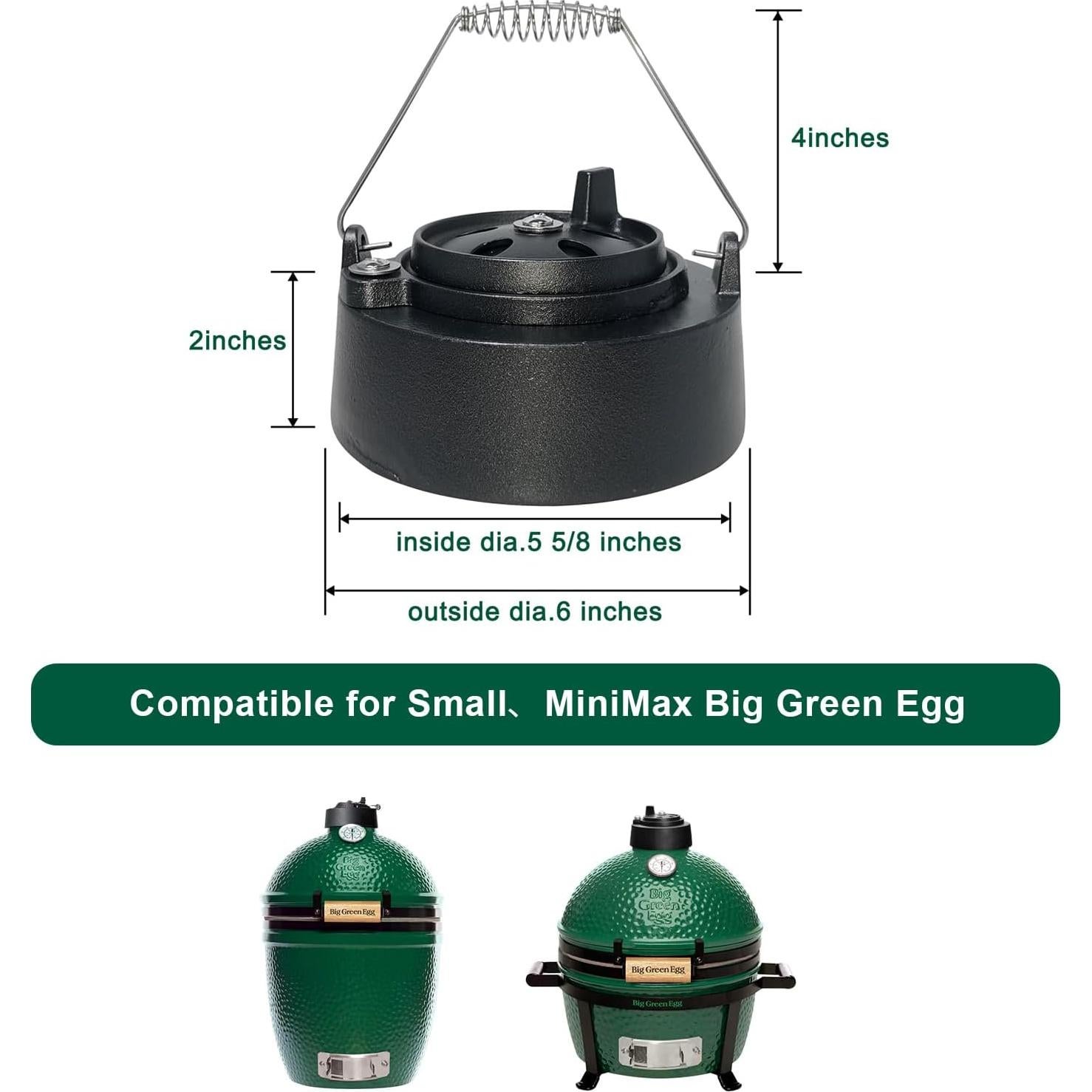 Cast Iron Cap for Big Green Egg Dual Function Metal Top, Daisy Wheel Chimney Cap for Small/MiniMax Big Green Egg Accessories Replacement