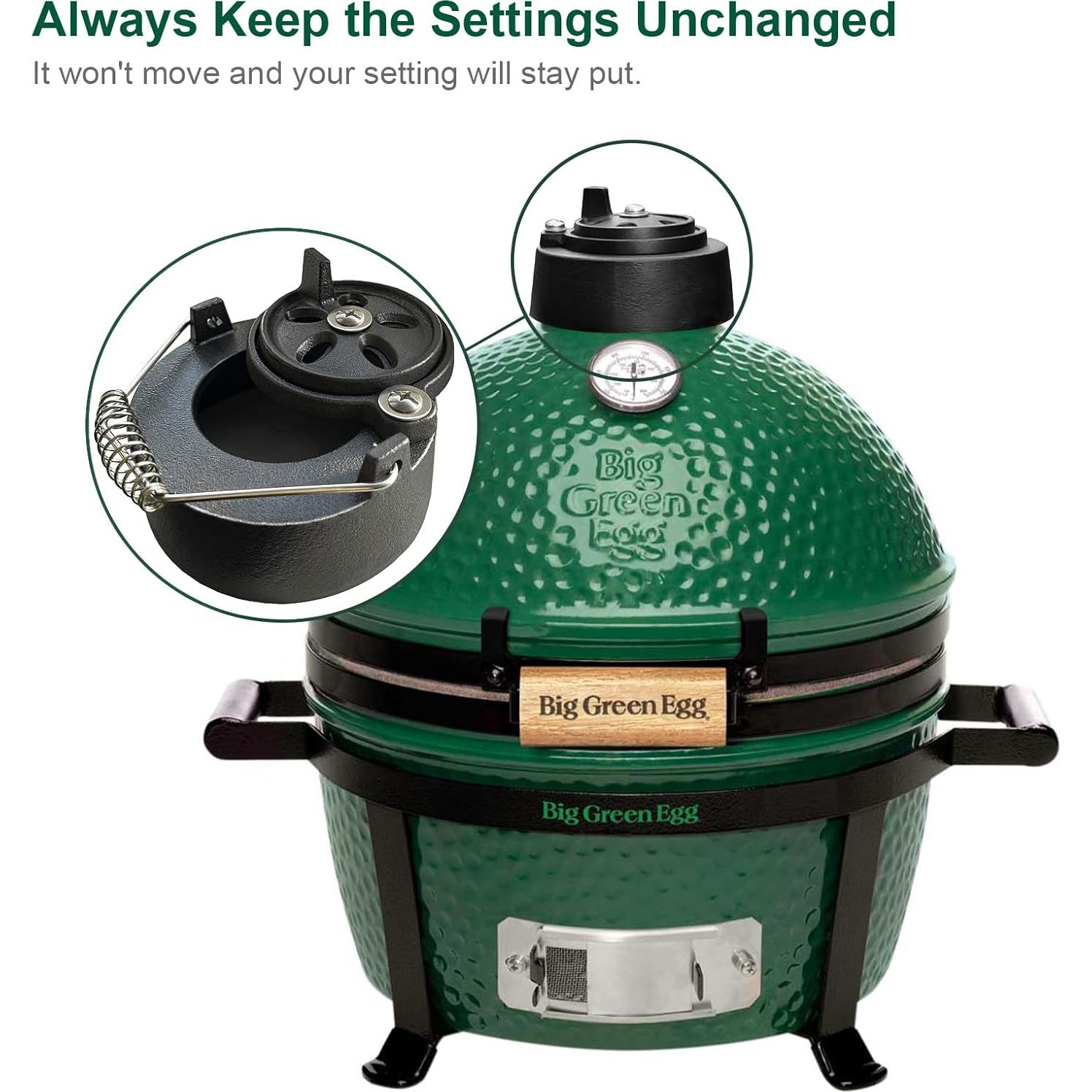 Cast Iron Cap for Big Green Egg Dual Function Metal Top, Daisy Wheel Chimney Cap for Small/MiniMax Big Green Egg Accessories Replacement