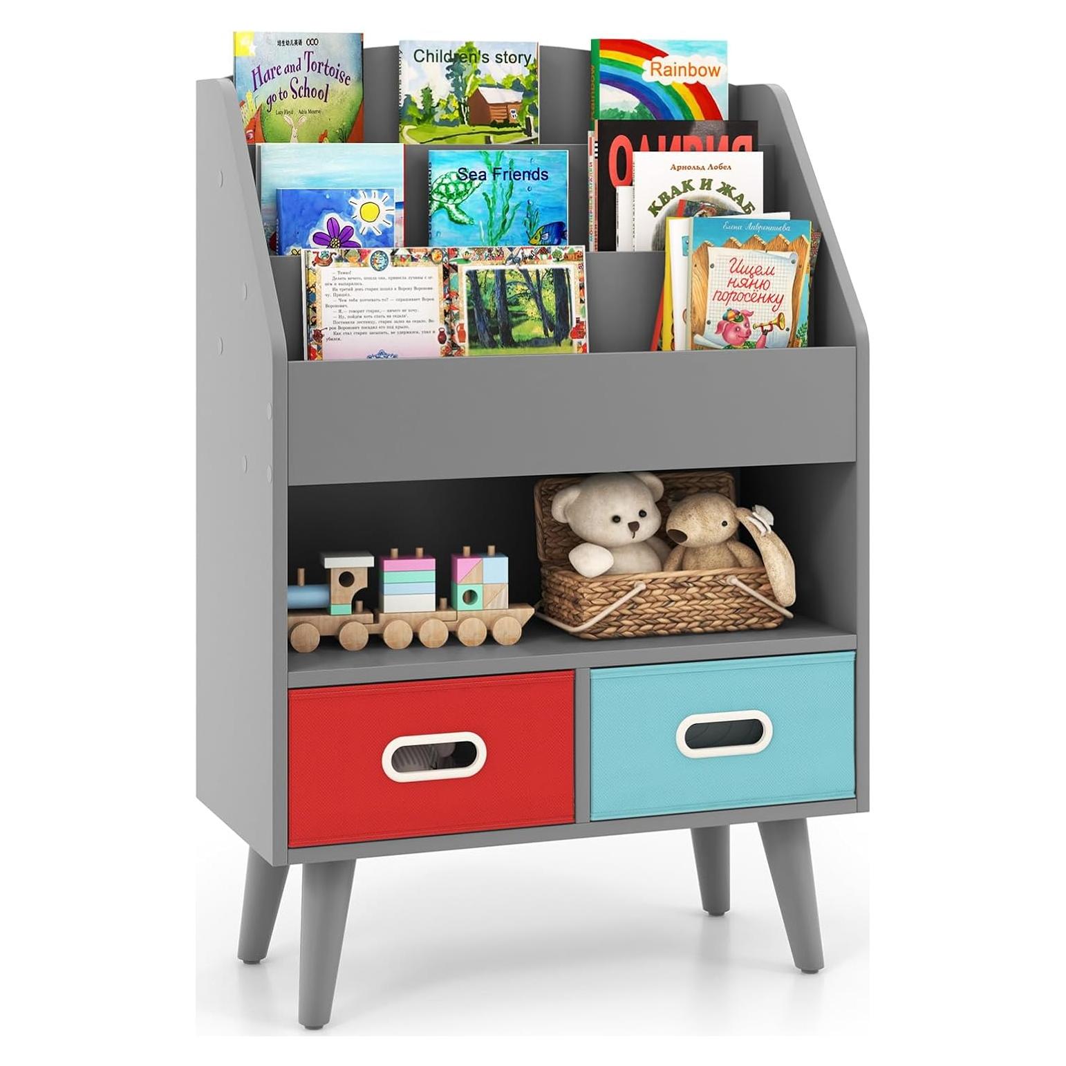 Estantería de Libros para Niños GLACER 3 Niveles con Cajones