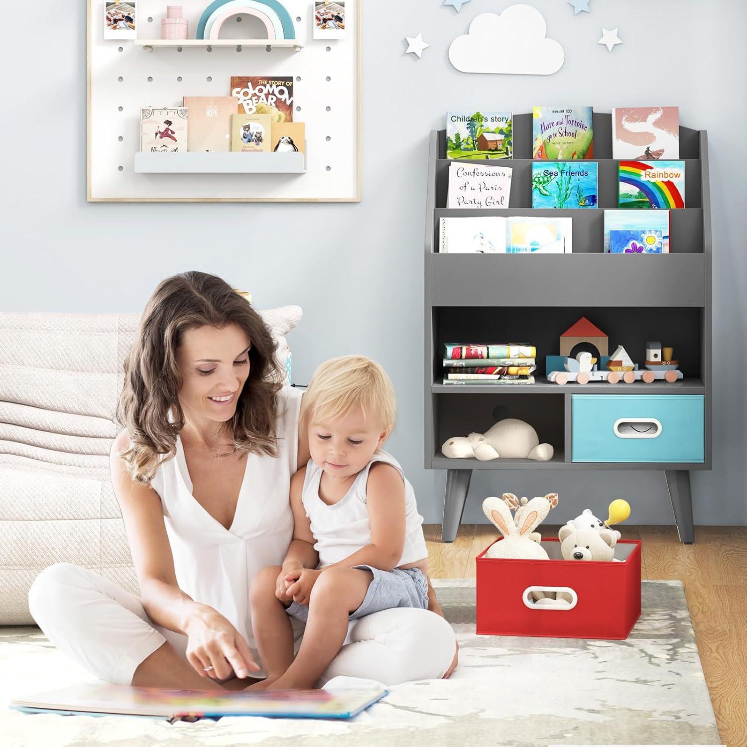 Estantería de Libros para Niños GLACER 3 Niveles con Cajones