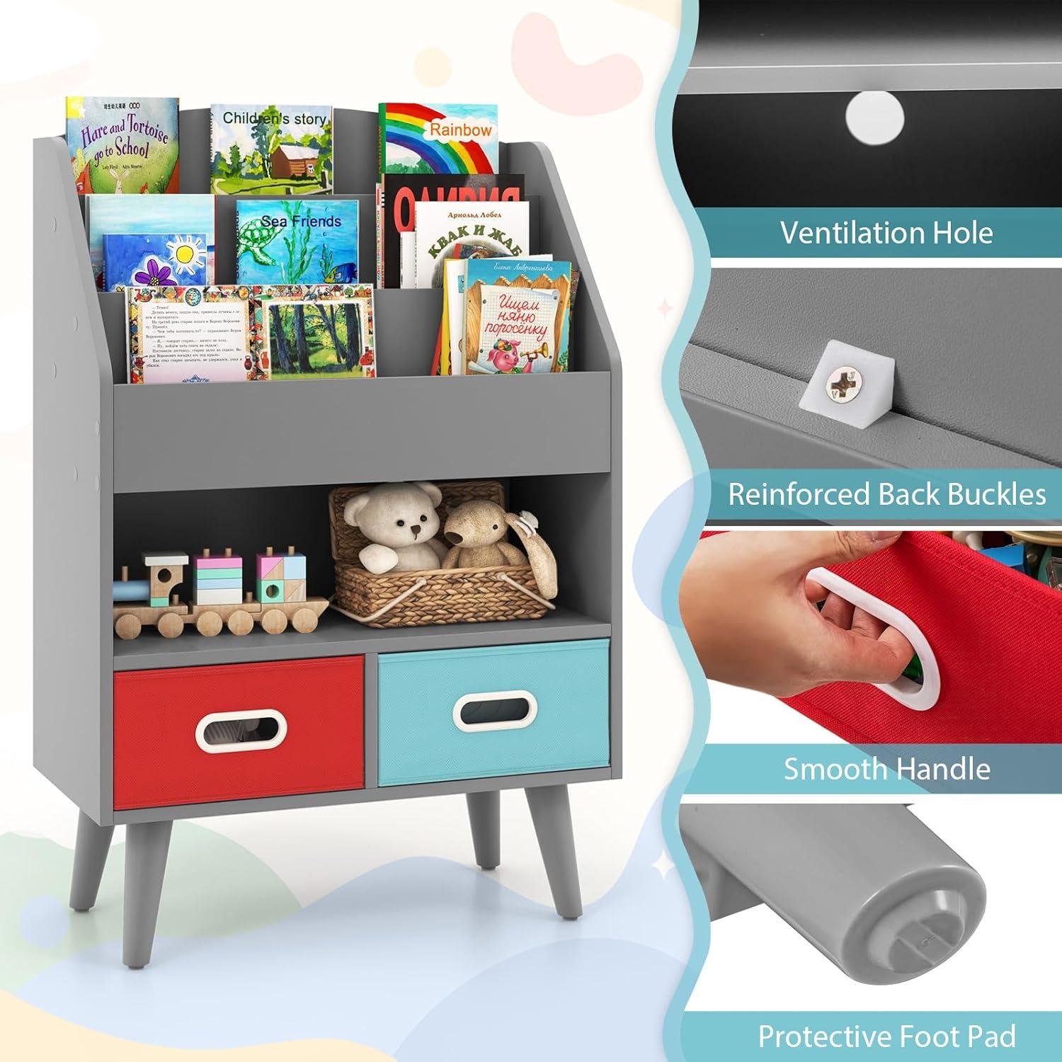 Estantería de Libros para Niños GLACER 3 Niveles con Cajones