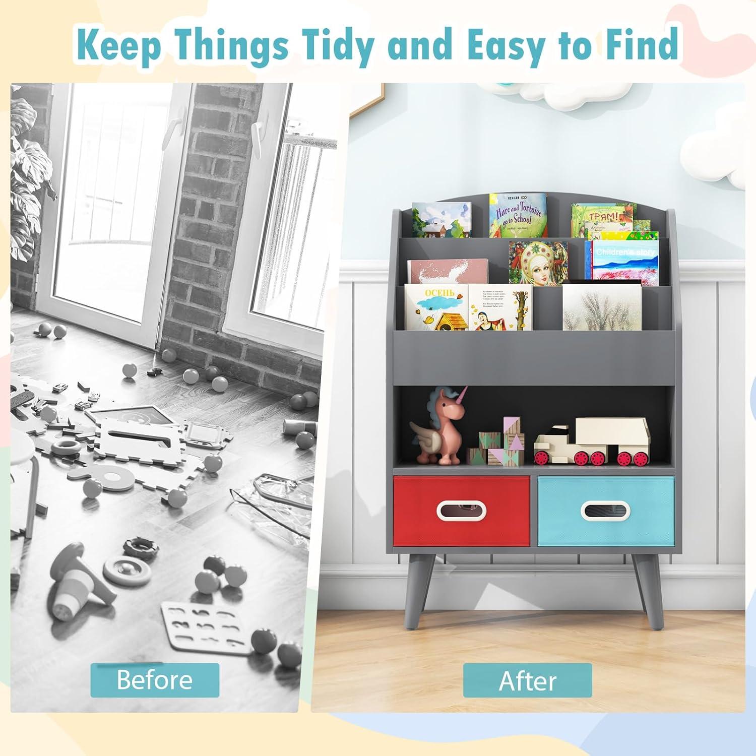 Estantería de Libros para Niños GLACER 3 Niveles con Cajones