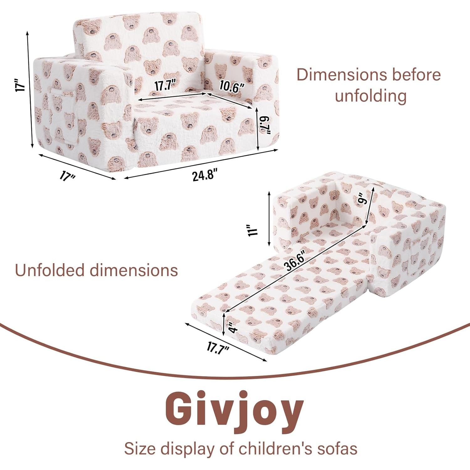 Sofá para Niños Givjoy Oso Marrón con Funda Desmontable