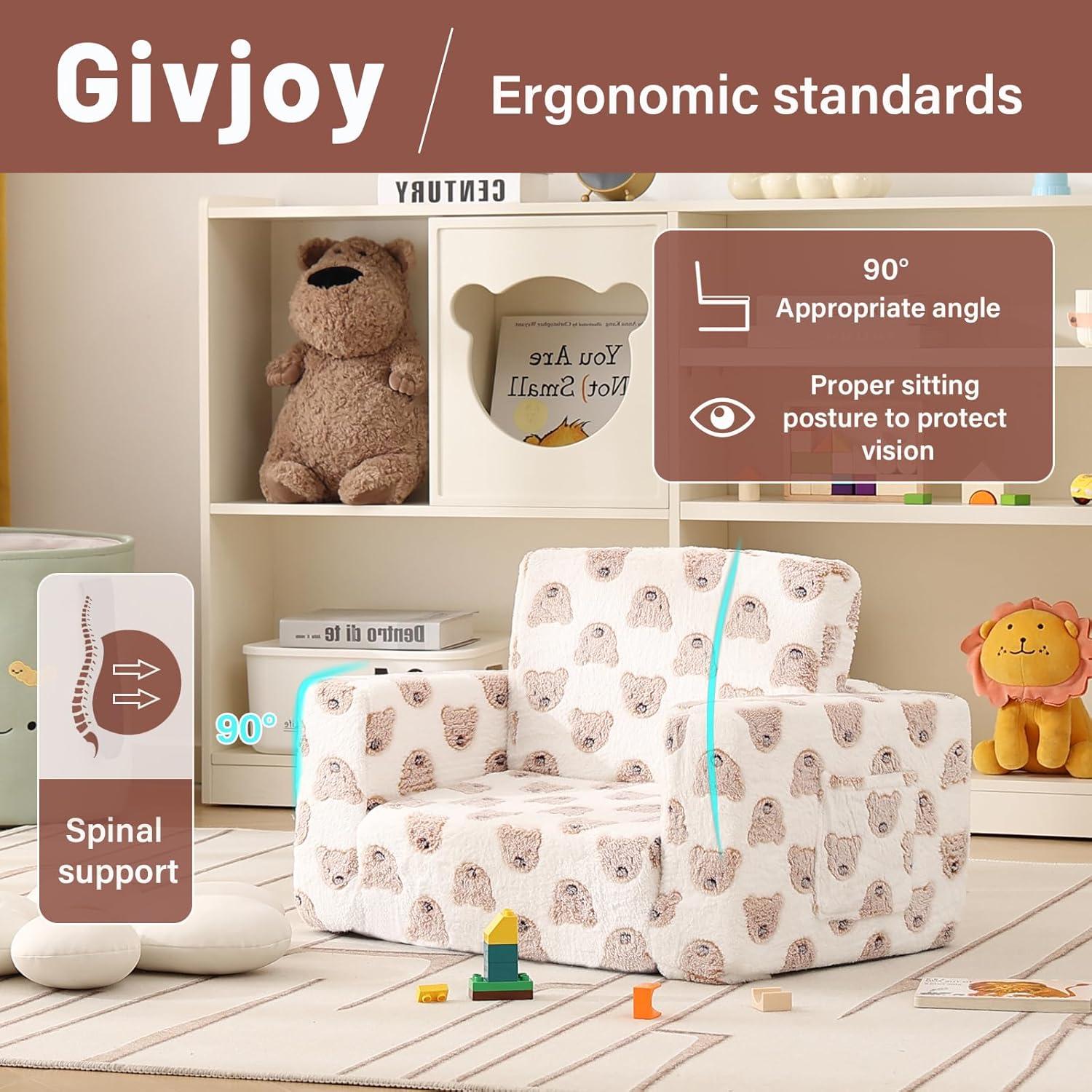 Sofá para Niños Givjoy Oso Marrón con Funda Desmontable