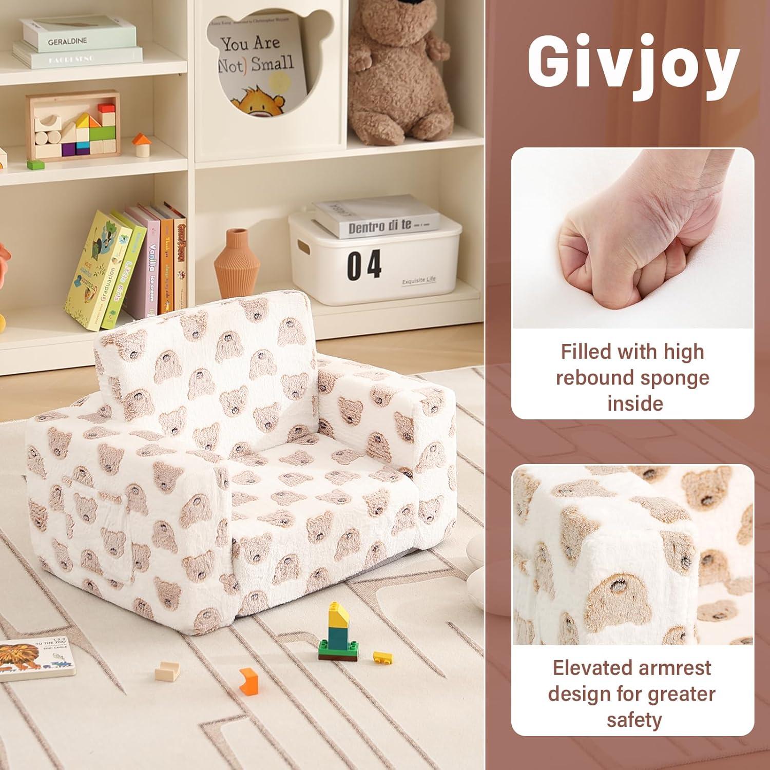 Sofá para Niños Givjoy Oso Marrón con Funda Desmontable