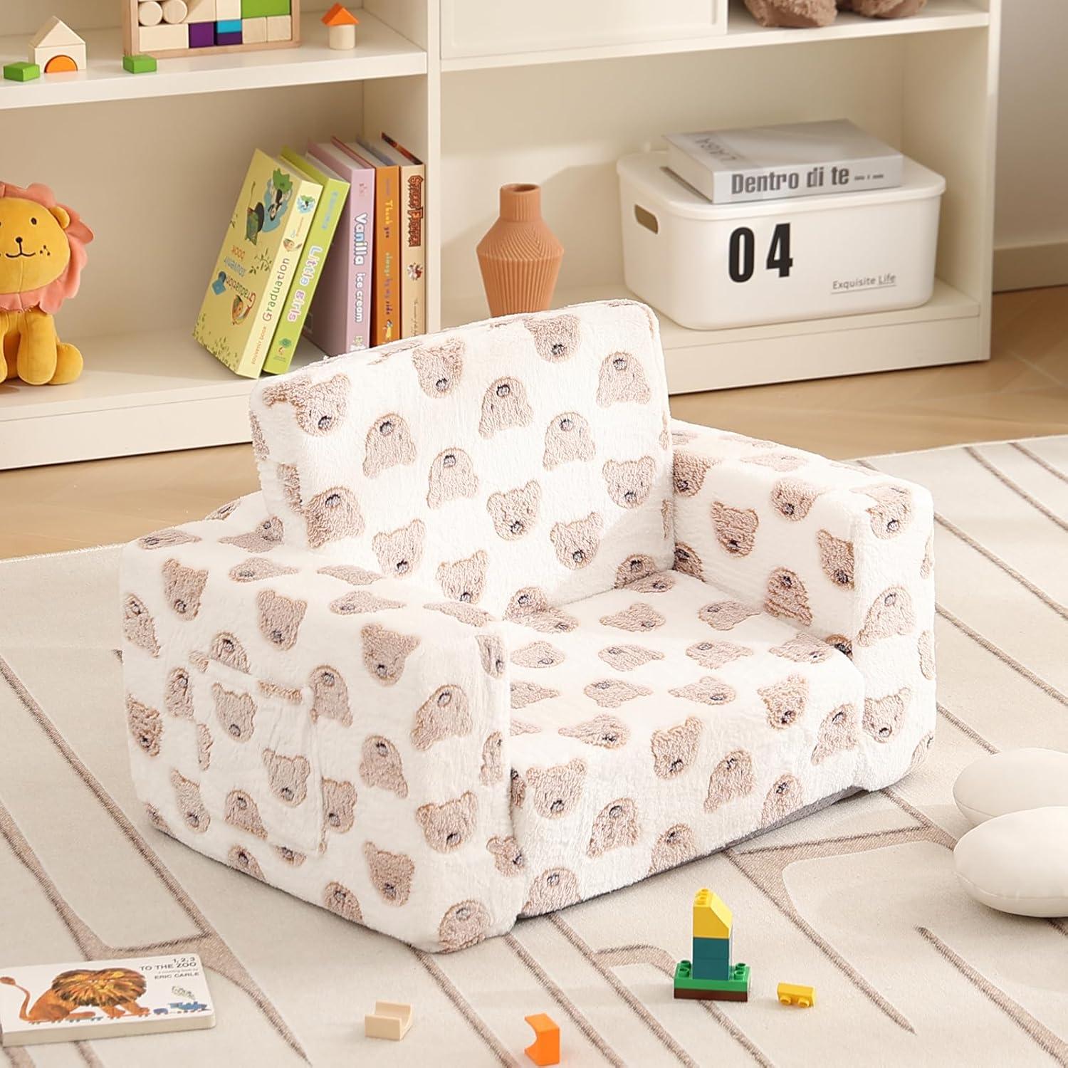 Sofá para Niños Givjoy Oso Marrón con Funda Desmontable