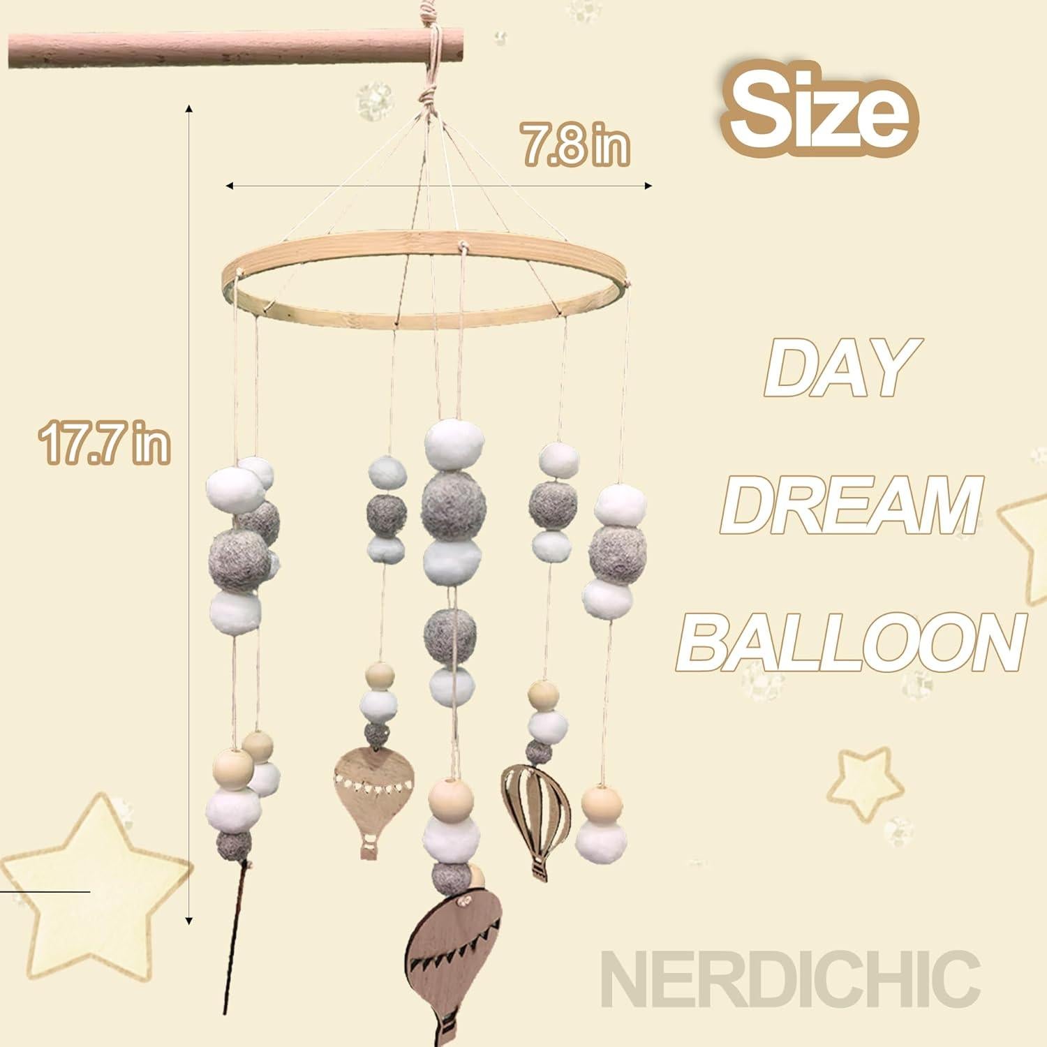 Móvil de Cuna Boho Nerdichic Globo 44.96 cm Fieltro