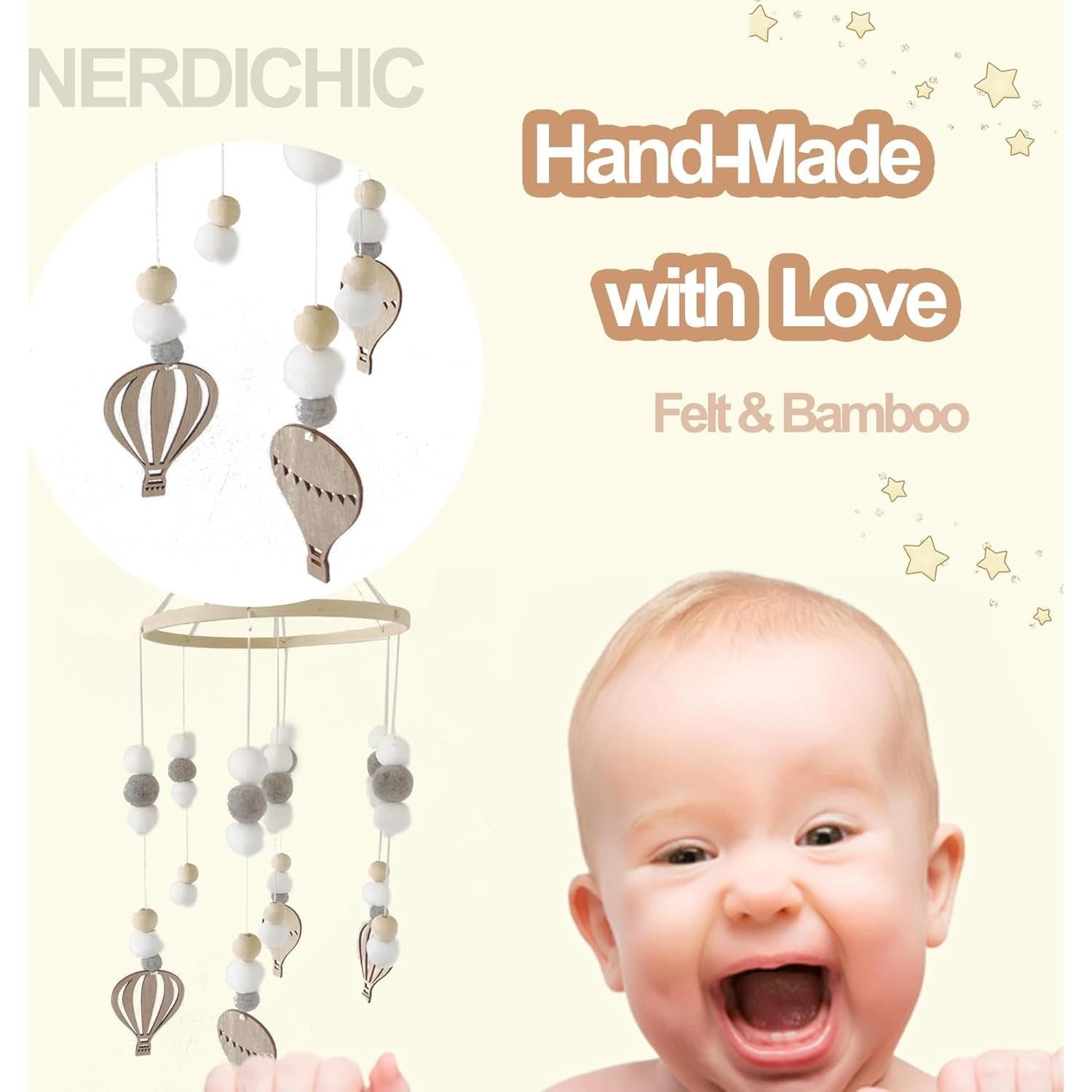 Móvil de Cuna Boho Nerdichic Globo 44.96 cm Fieltro