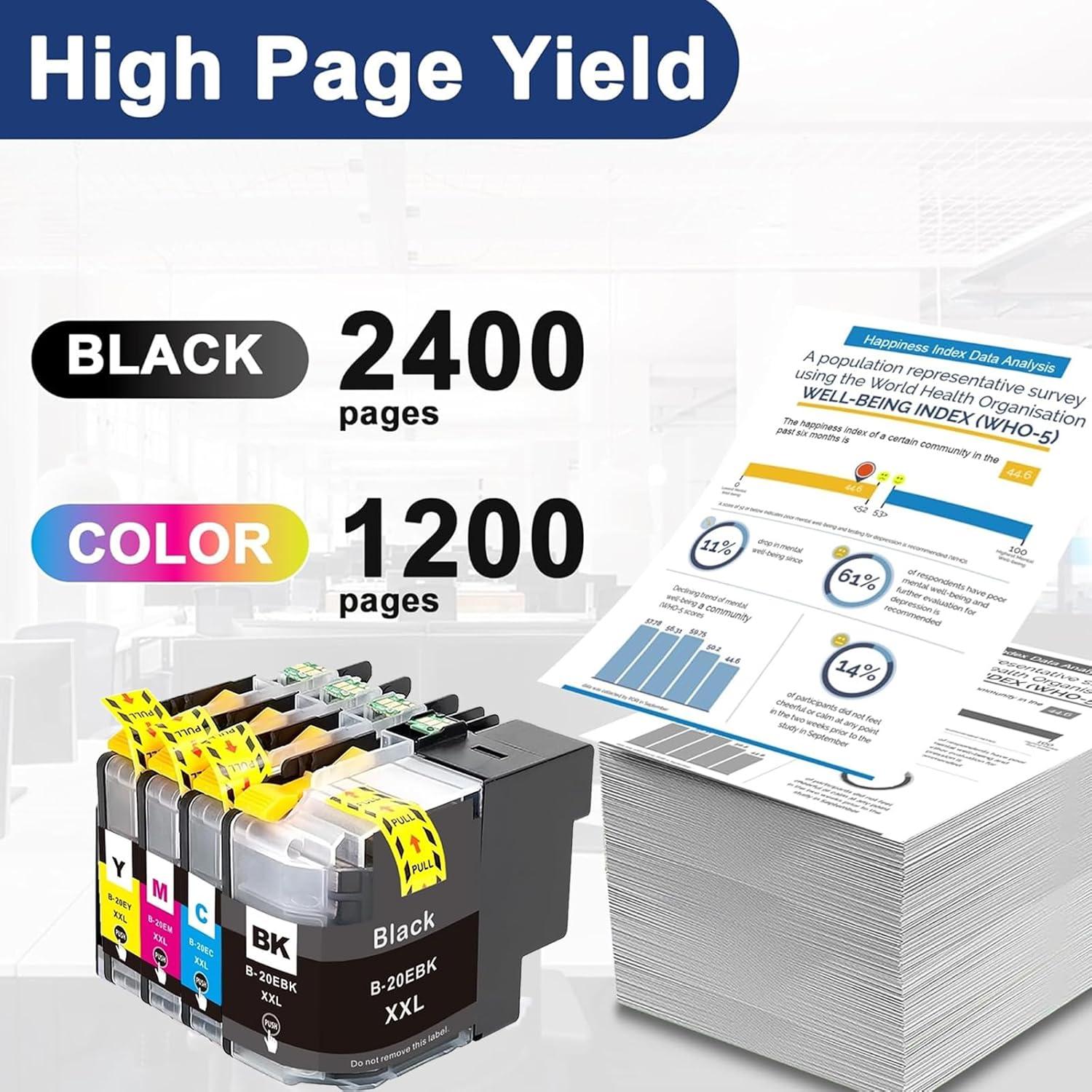 Cartuchos de tinta FADFAWN XXL LC20E para Brother MFC-J985DW