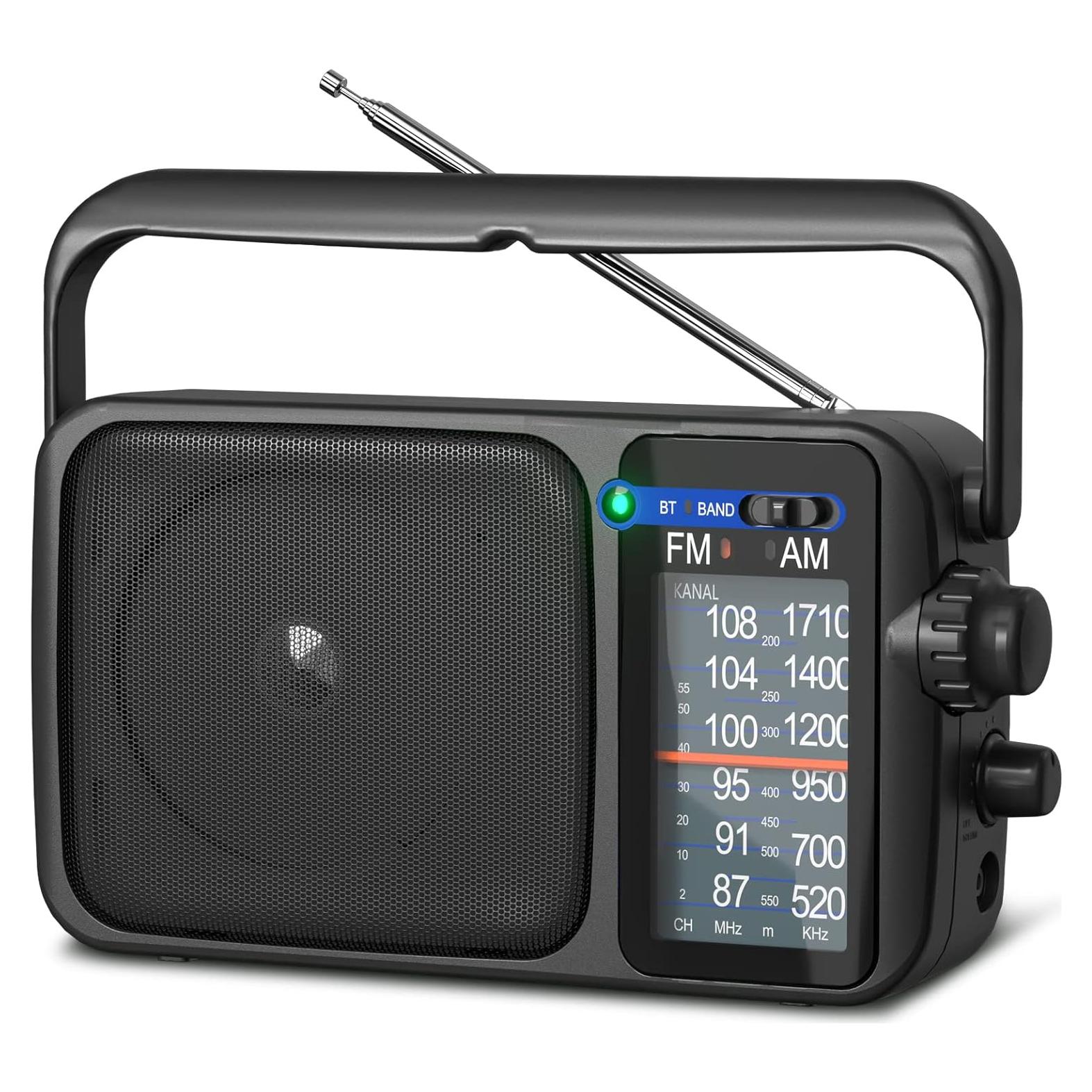 Radio Portátil AM FM YOWGULF con Bluetooth y Antena Telescópica