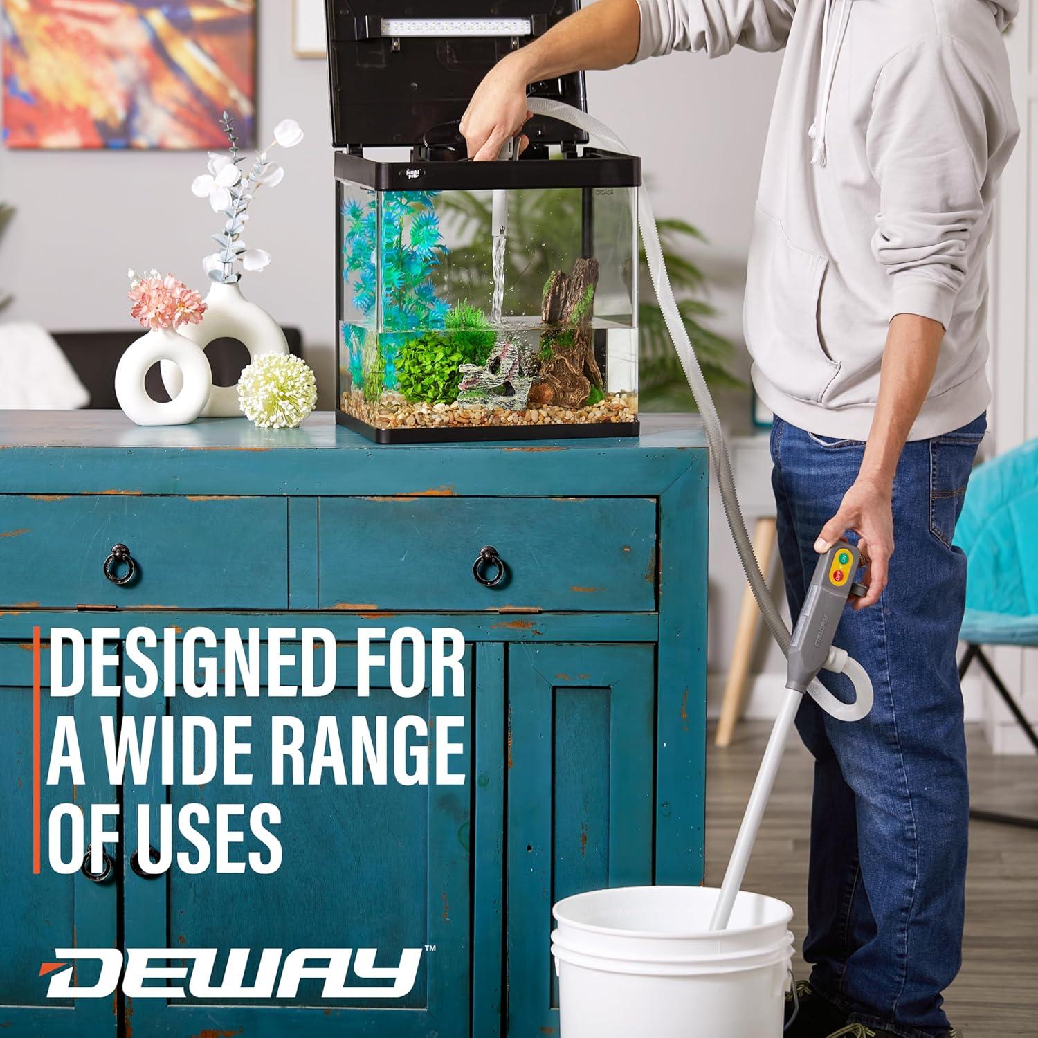 DeWay Battery-Powered Stick Fuel Transfer Pump with Auto-Stop Nozzle and Beep Function, Fast 3.2GPM Flow Rate & 51” Clear Hose | Fits Most Gas Cans for Pumping Gasoline, Diesel & Non-Potable Water