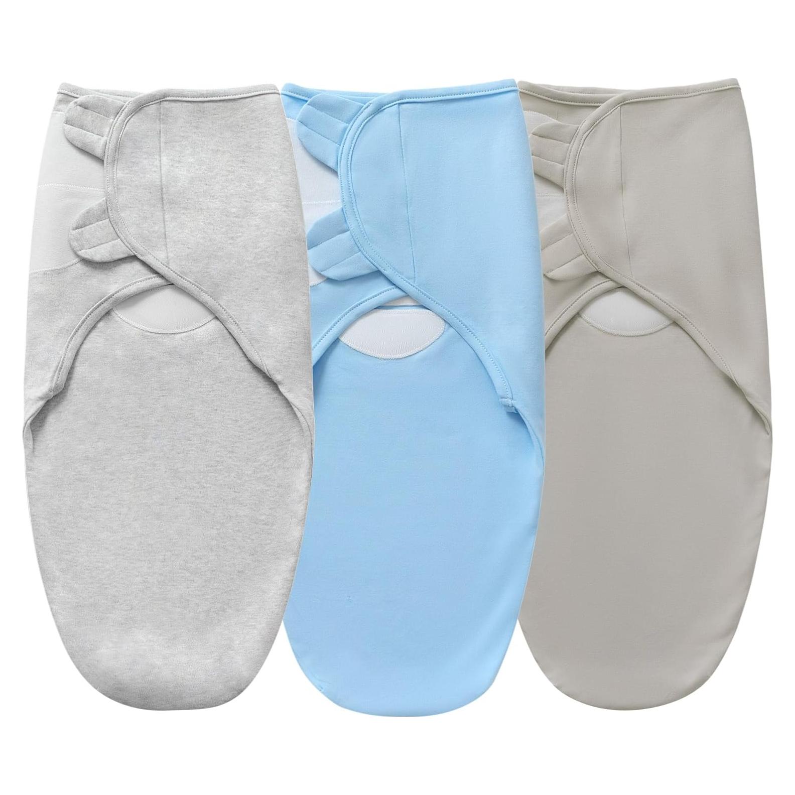 Manta de Envoltura para Bebés Queness 3 Paquetes Algodón 0-6 Meses