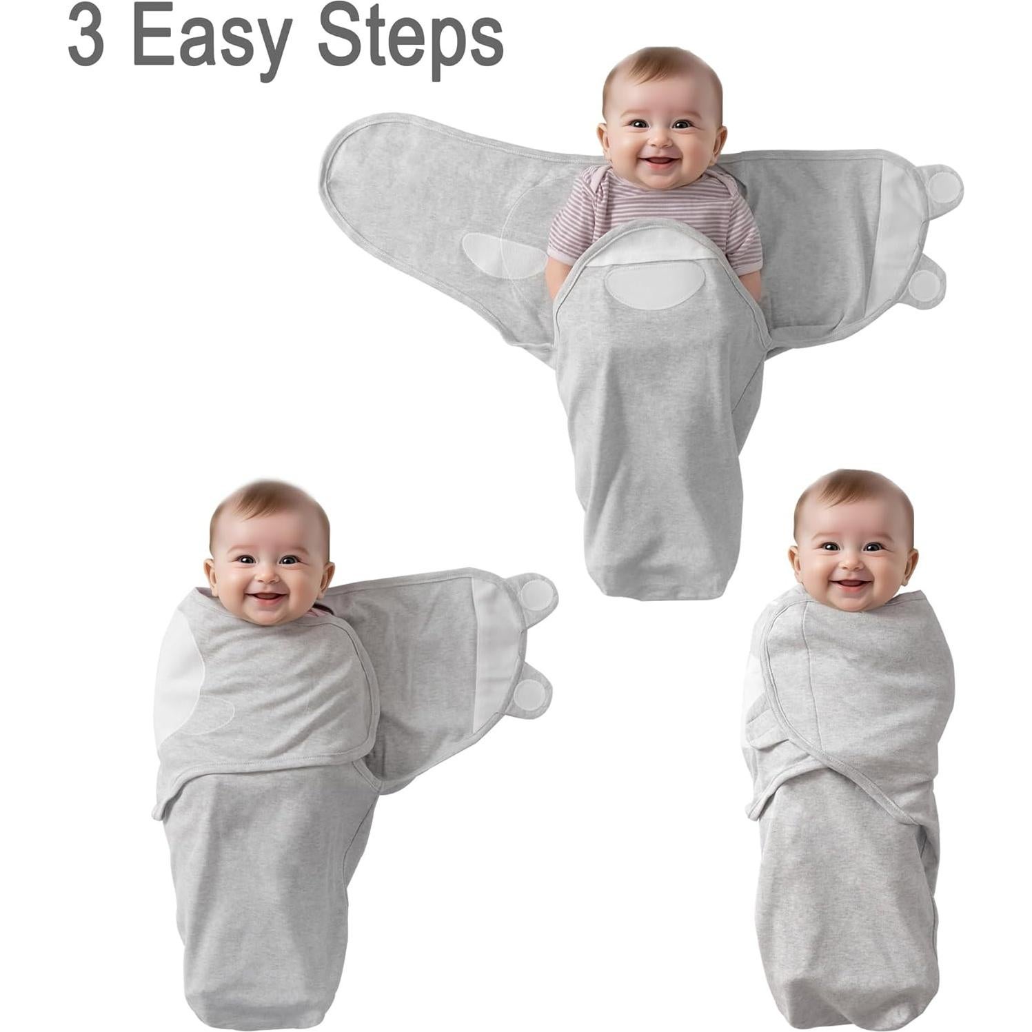 Manta de Envoltura para Bebés Queness 3 Paquetes Algodón 0-6 Meses