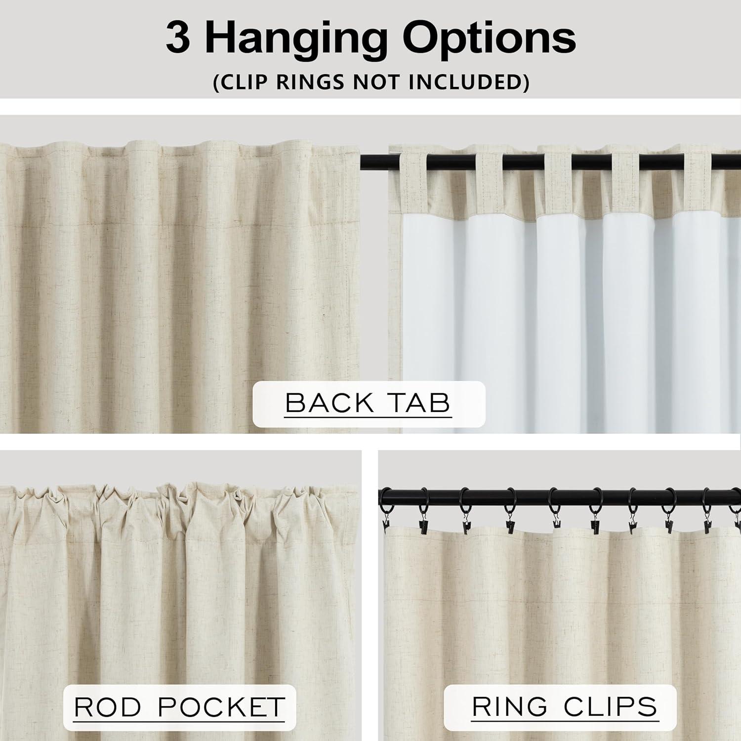 Cortinas Opacas de Lino Sra.Naturall Beige 106.68x114.3 cm - Paquete de 2