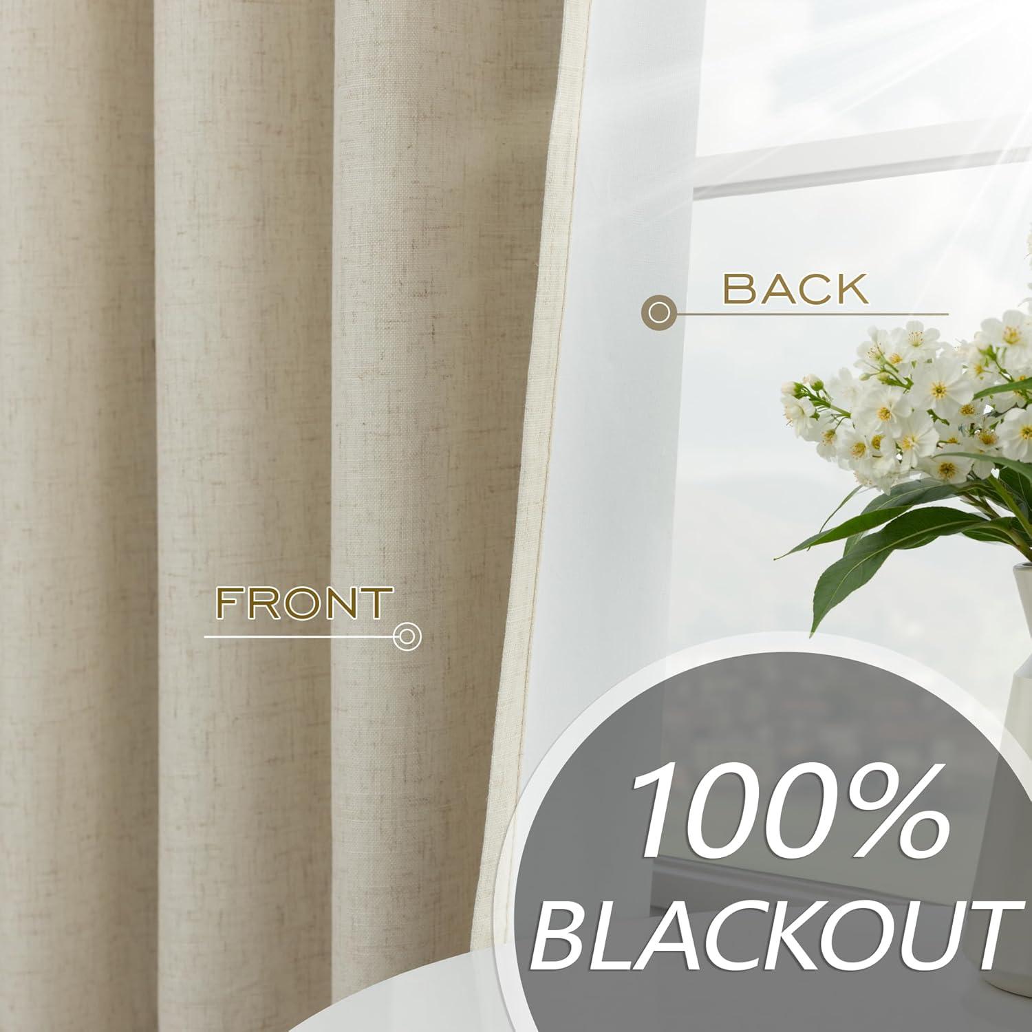 Cortinas Opacas de Lino Sra.Naturall Beige 106.68x114.3 cm - Paquete de 2