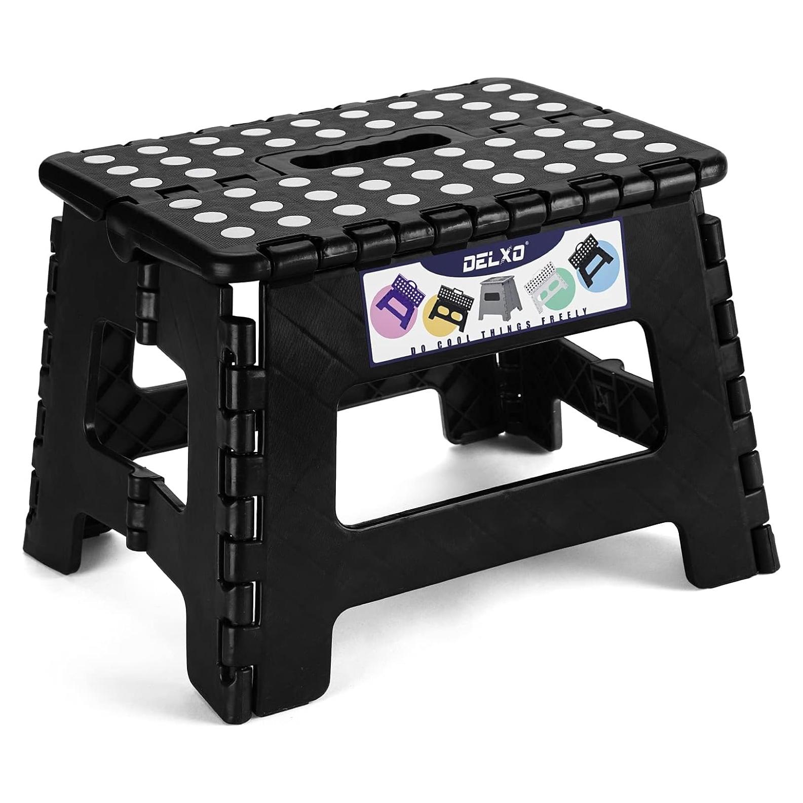 Taburete Plegable Delxo Negro 22.86 cm para Cocina y Baño